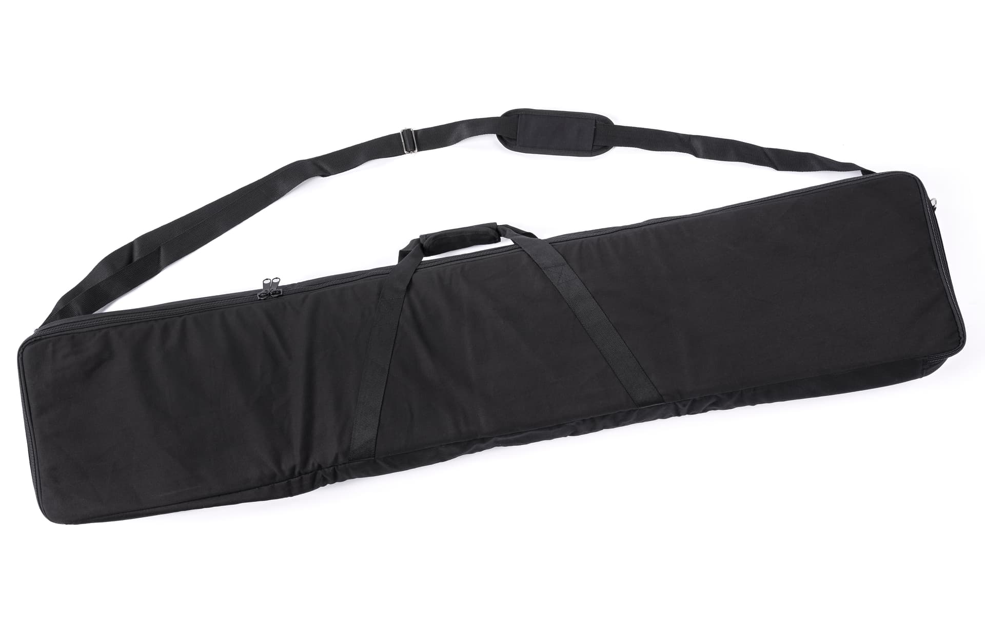 Black canvas fabric outer material on literature stand carry bag