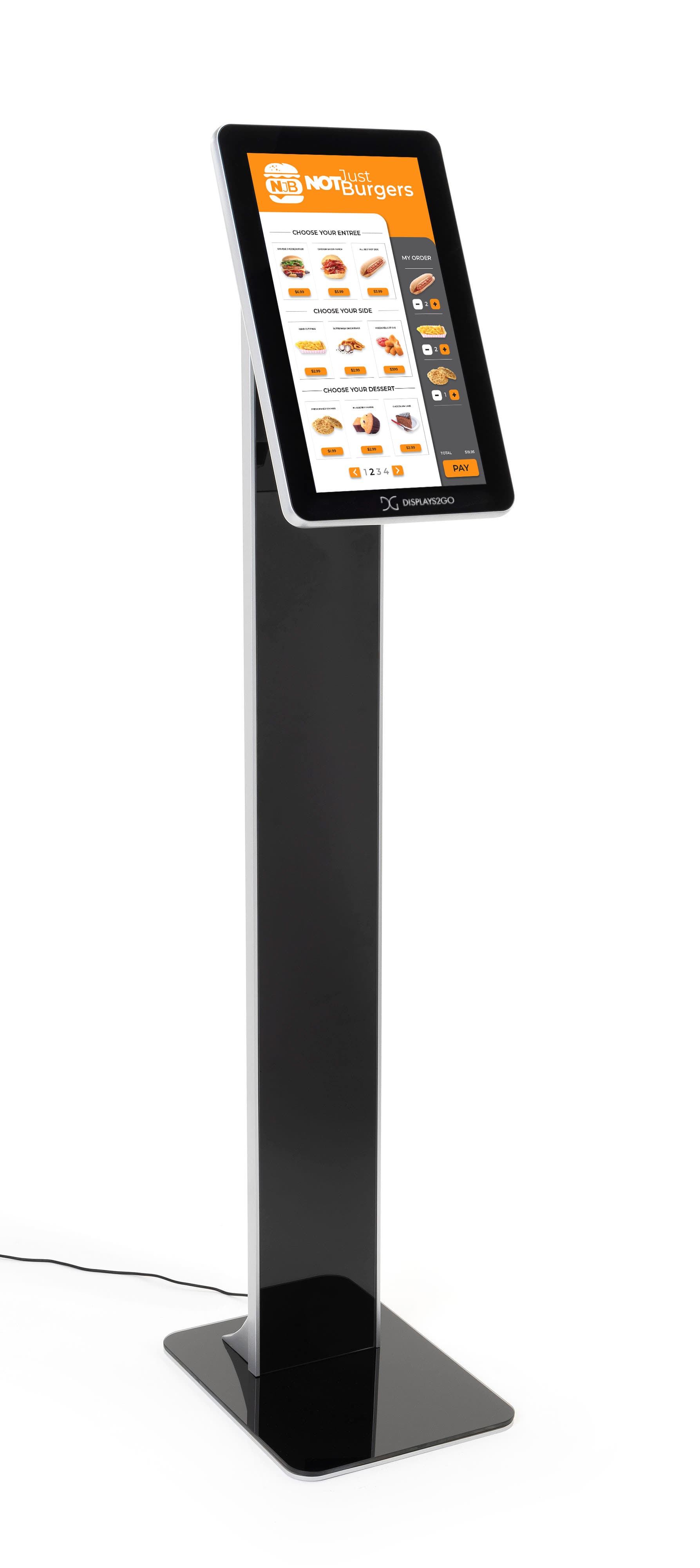 Touchscreen pedestal stand with slim profile