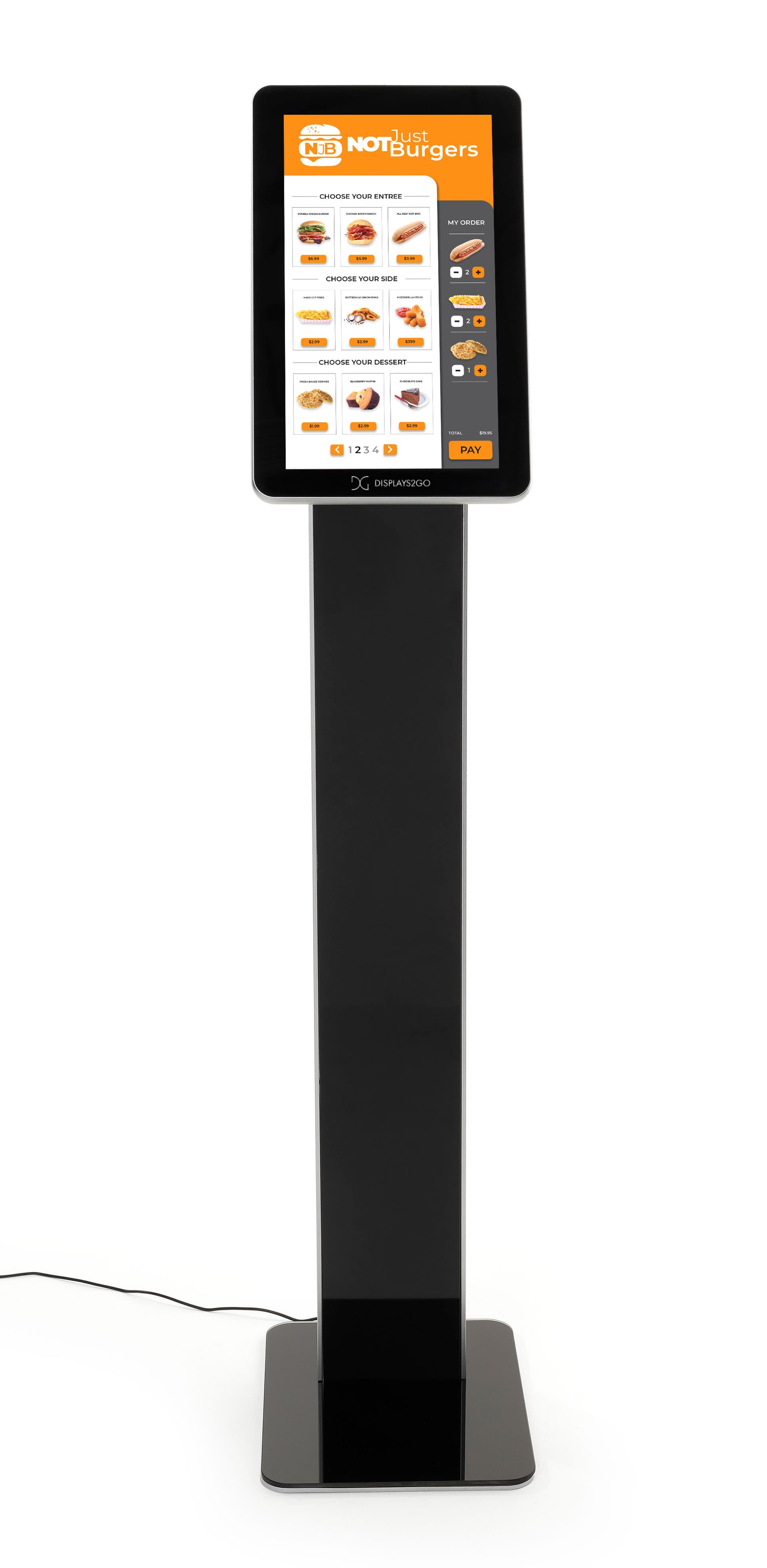 Touchscreen pedestal stand with sleek design