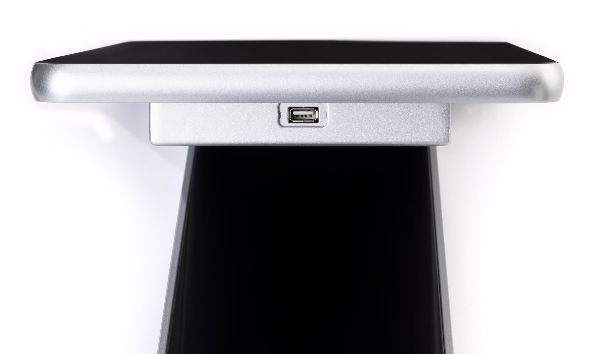 Touchscreen pedestal stand with usb port for reliable data transfer