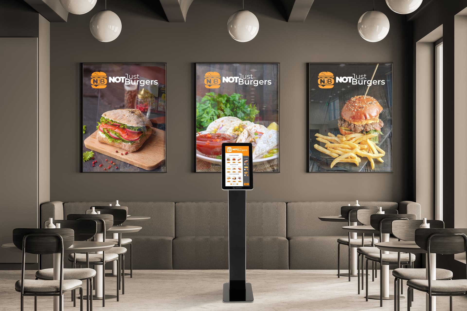 Touchscreen pedestal stand meets ADA height and reach standards