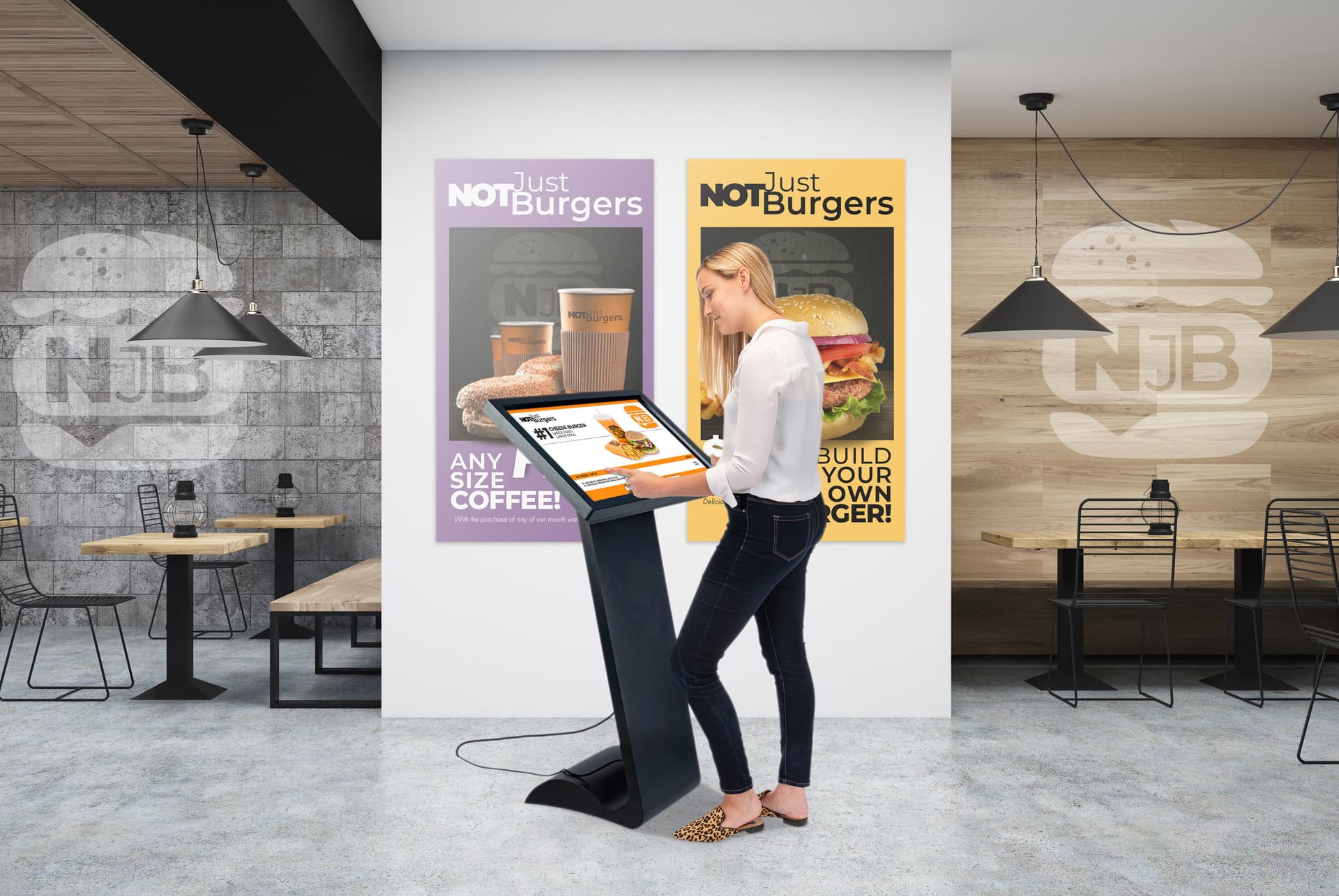32" Horizontal Touch Screen Display Floor Stand with Slim Profile 