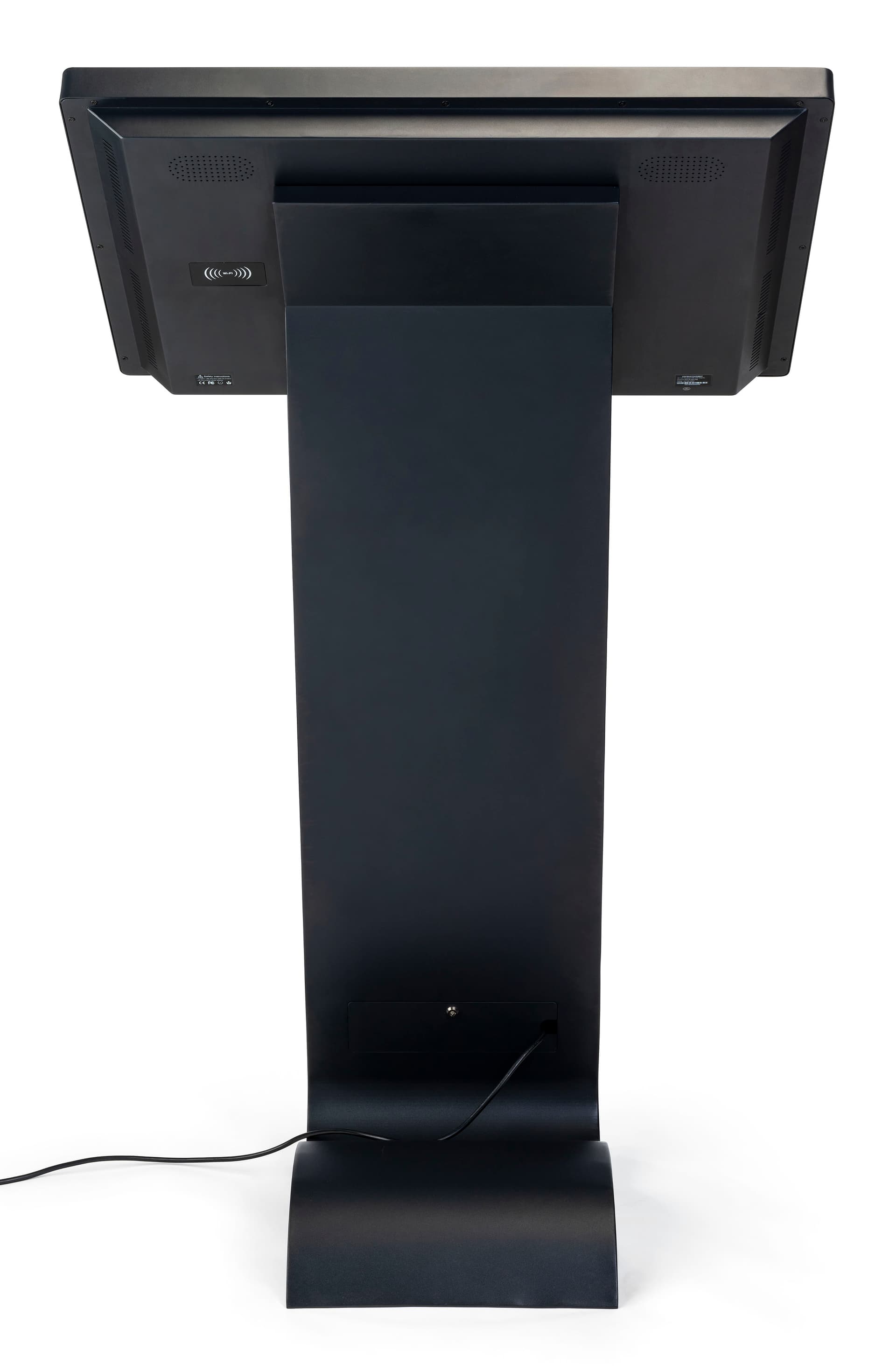 Horizontal touch screen display floor stand with black powder coated finish