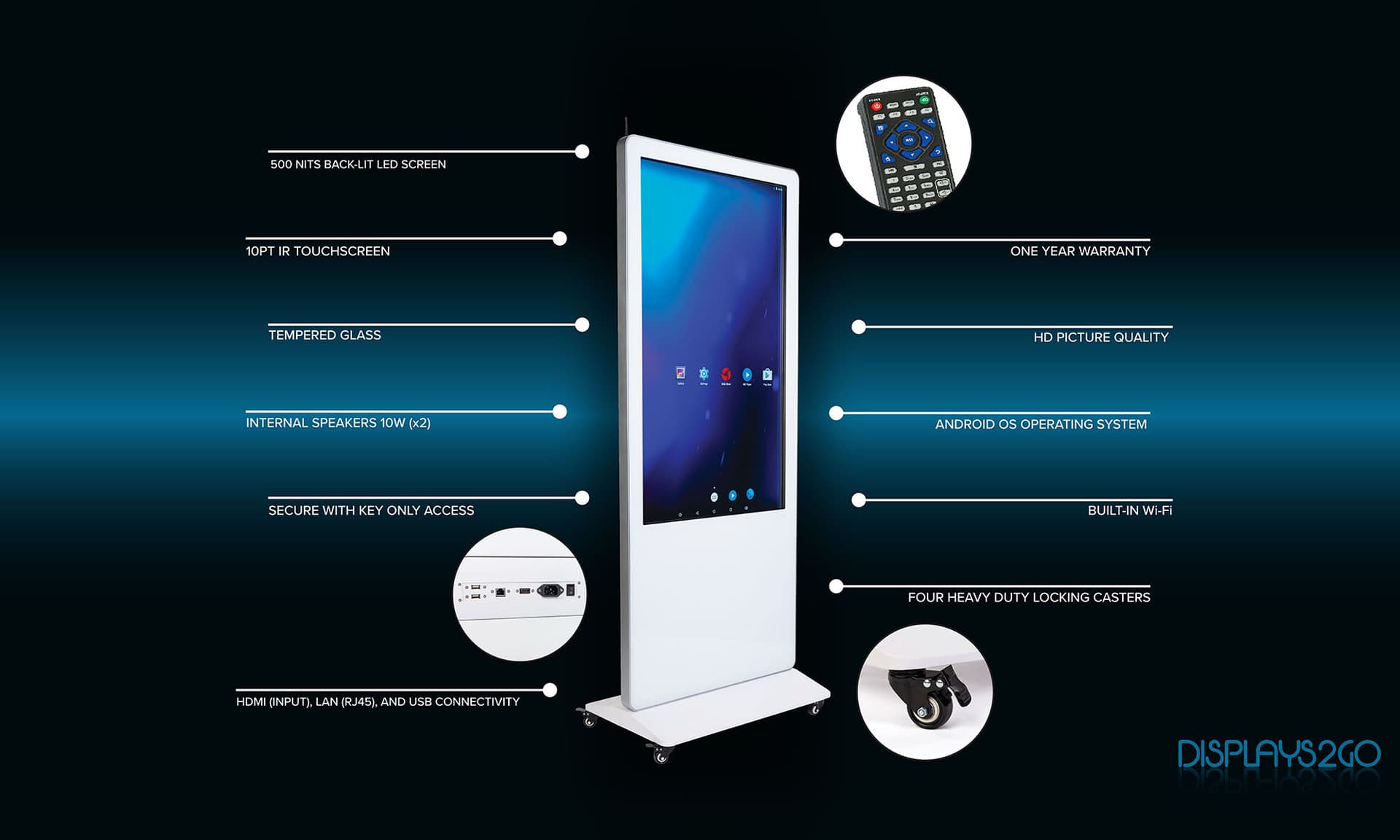 Feature rich 55-inch advertising multimedia kiosk