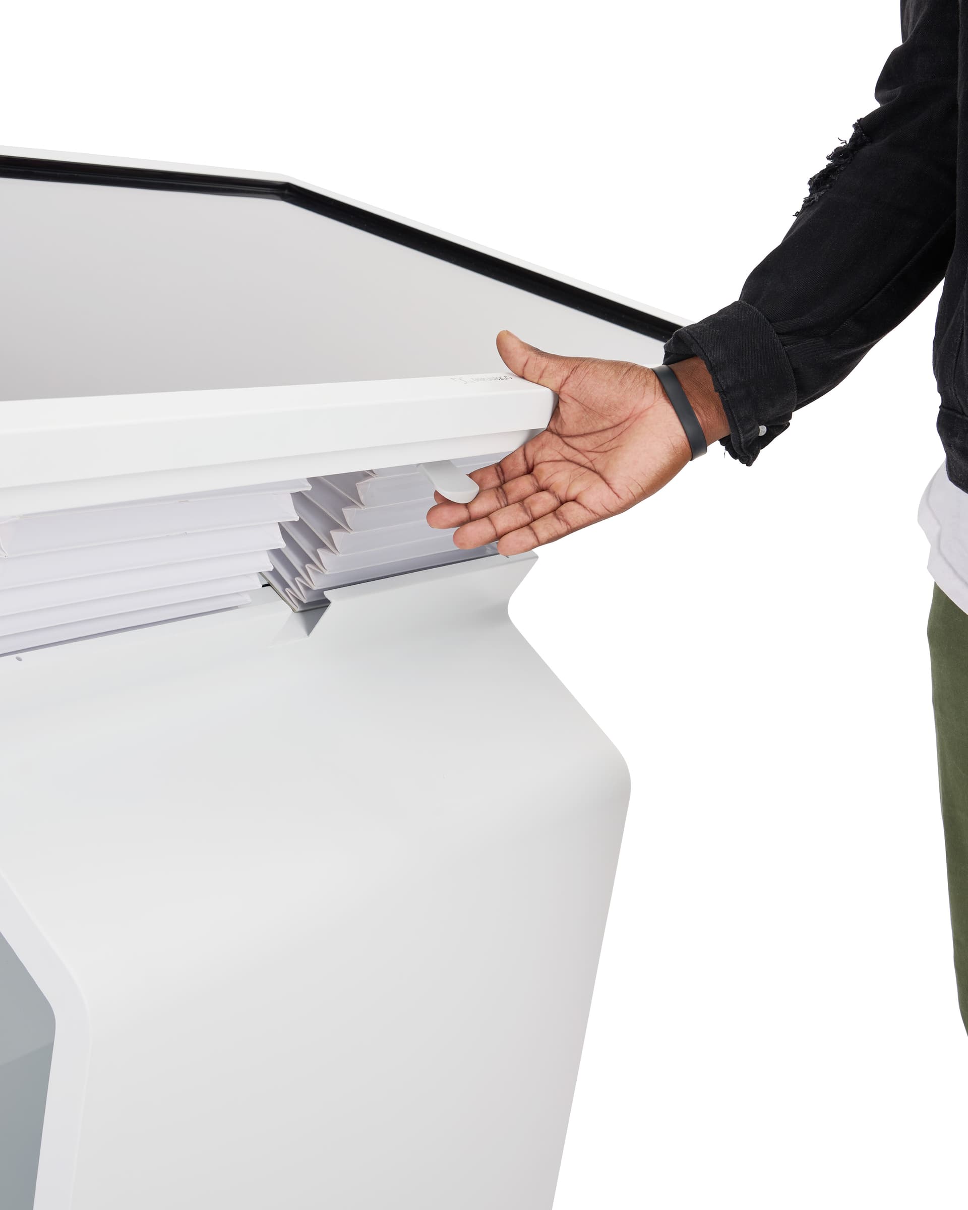 Adjustable Touch Screen Kiosk with Pneumatic Pistons  