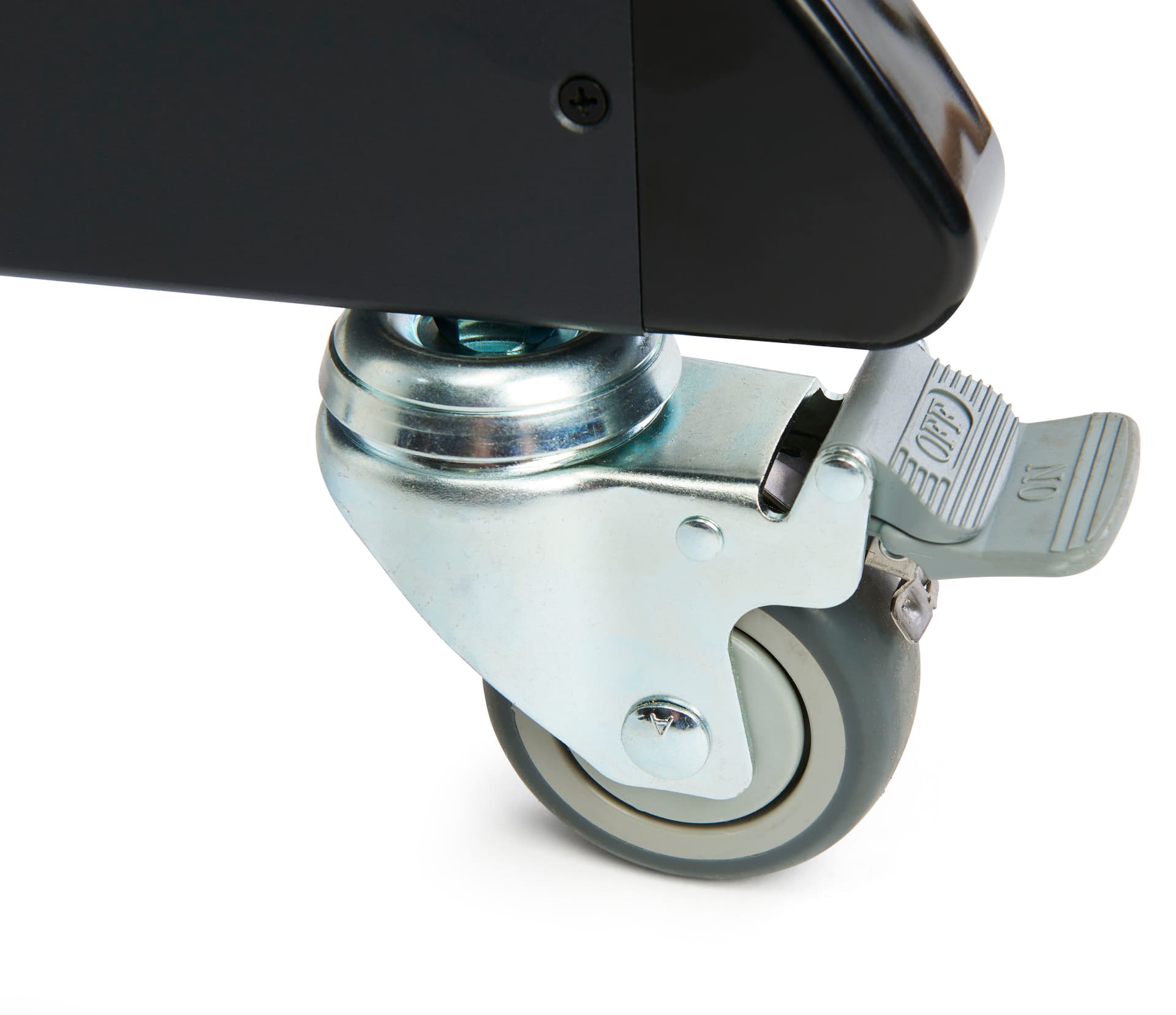 Touch screen digital signage with motorized lift and four caster wheels 