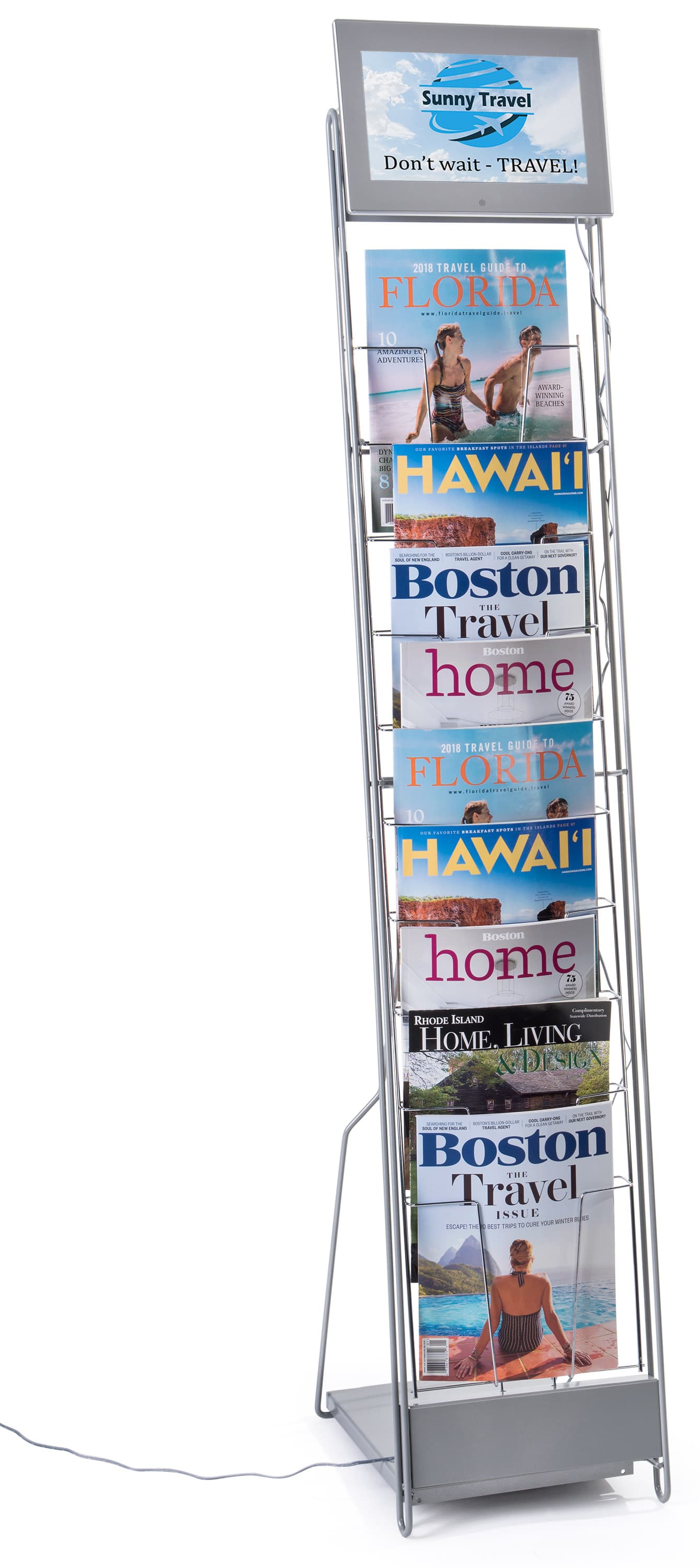 Digital signage video literature rack with 10 pockets