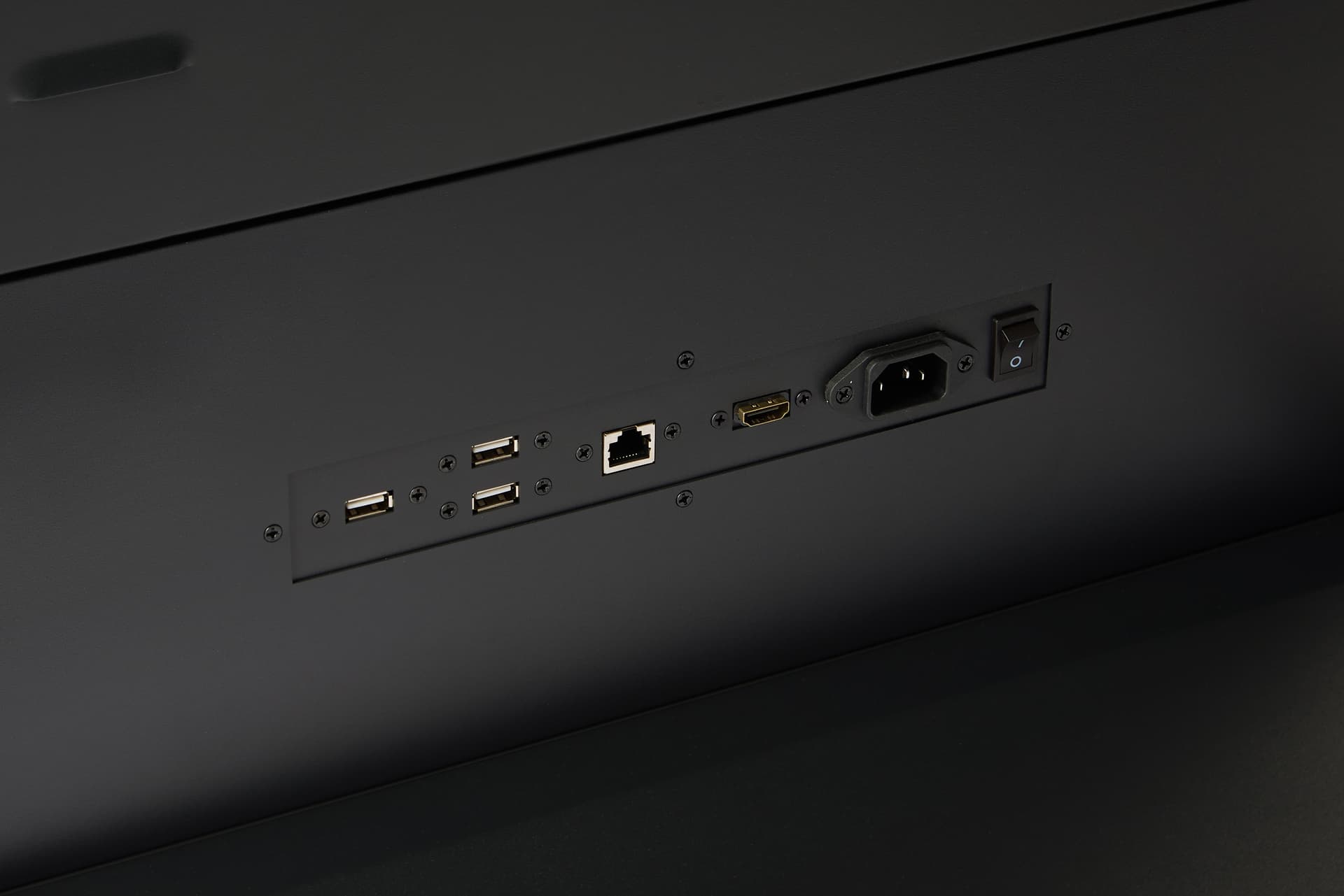 Digital poster screen with 1 HDMI, 1 Ethernet, and 3 USB ports