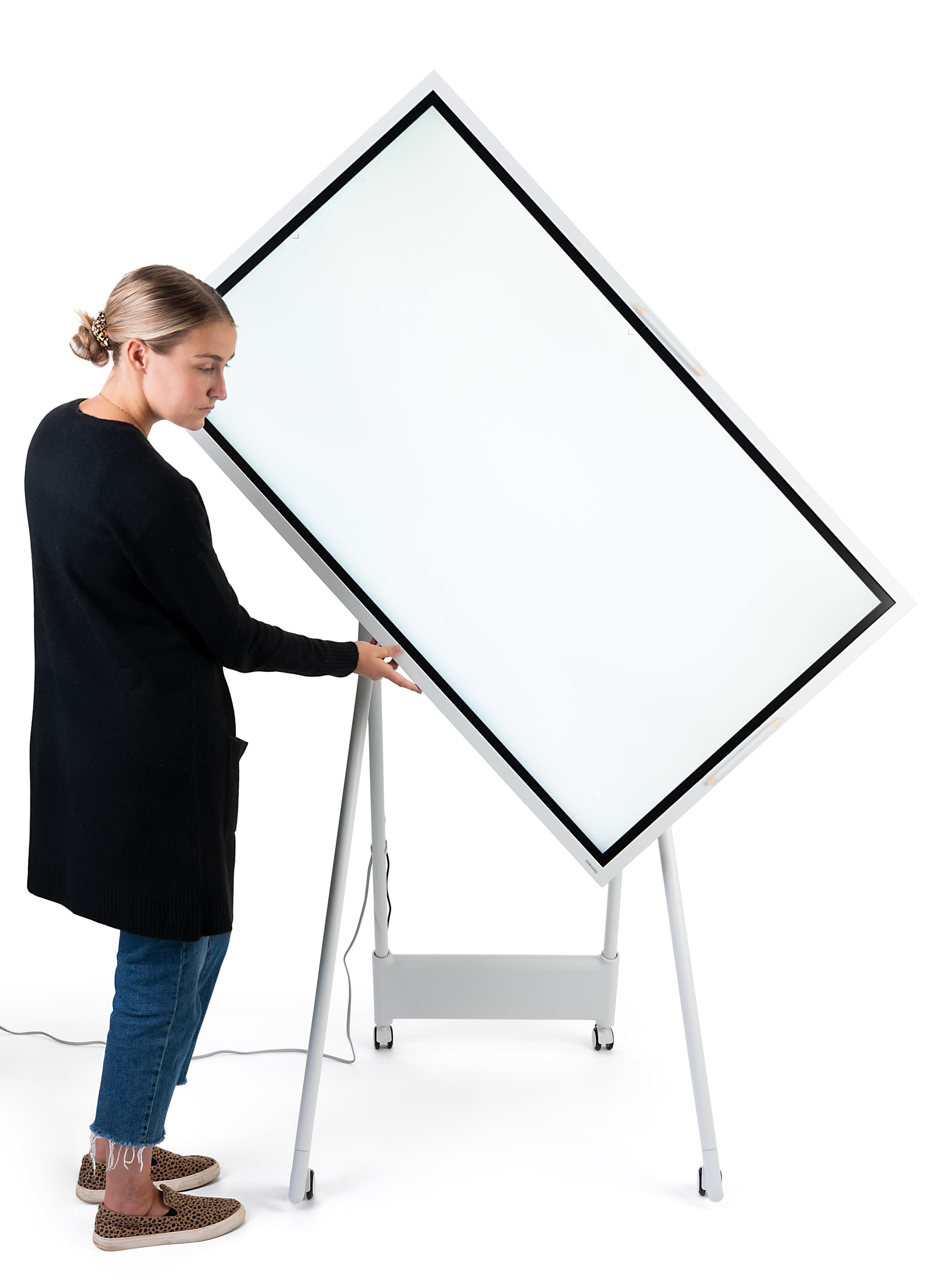 Interactive digital flipchart display with rotating screen