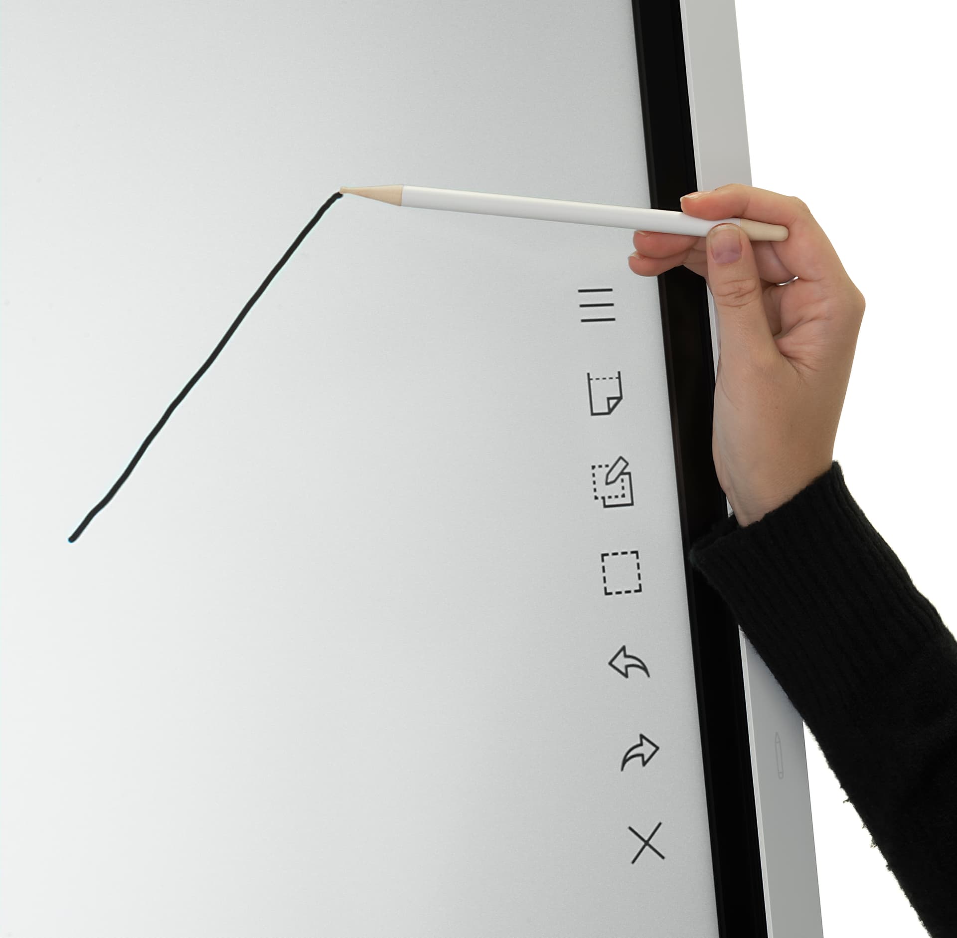 Interactive digital flipchart display with passive pens included