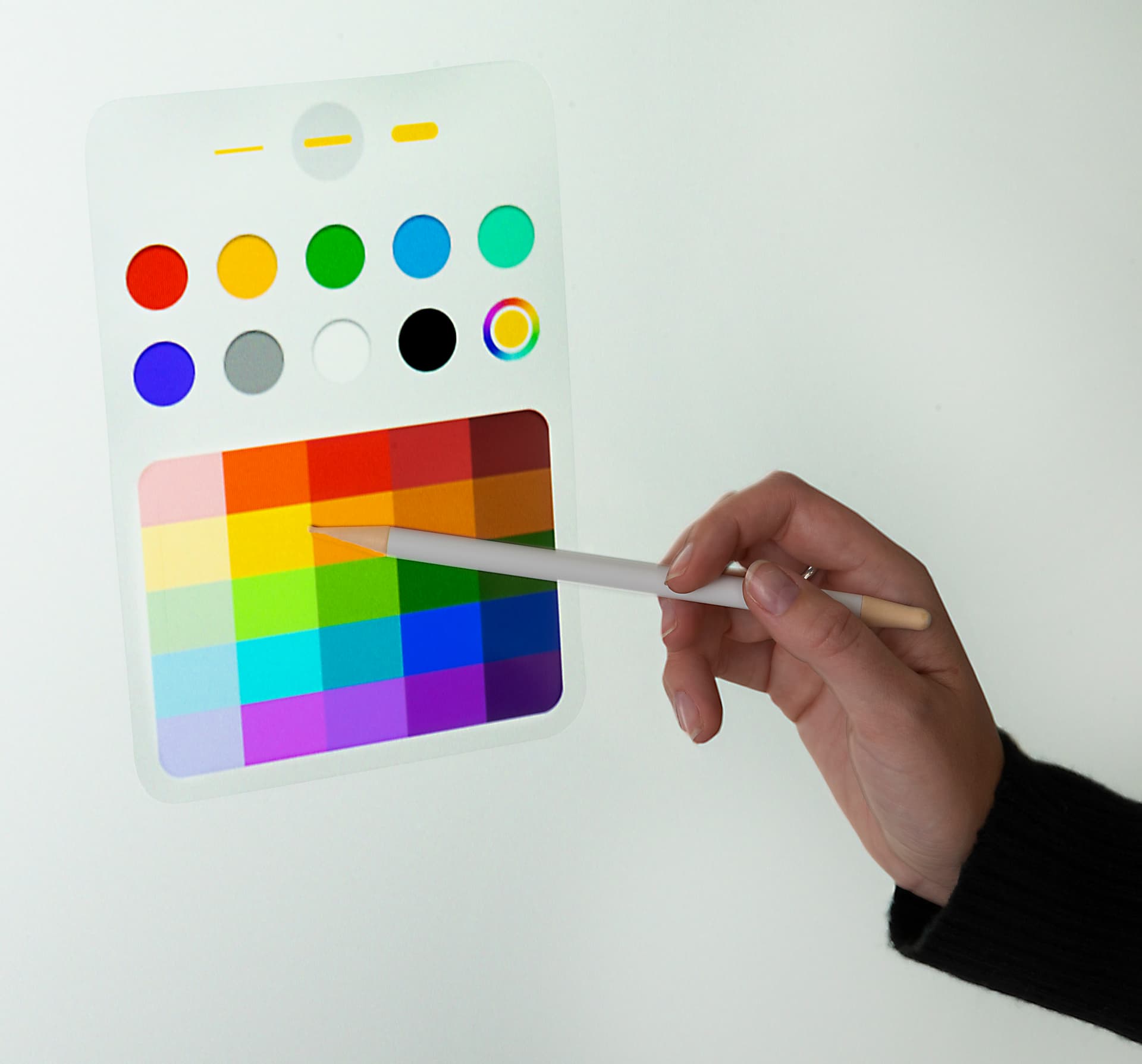 Interactive digital flipchart display with multiple writing color options