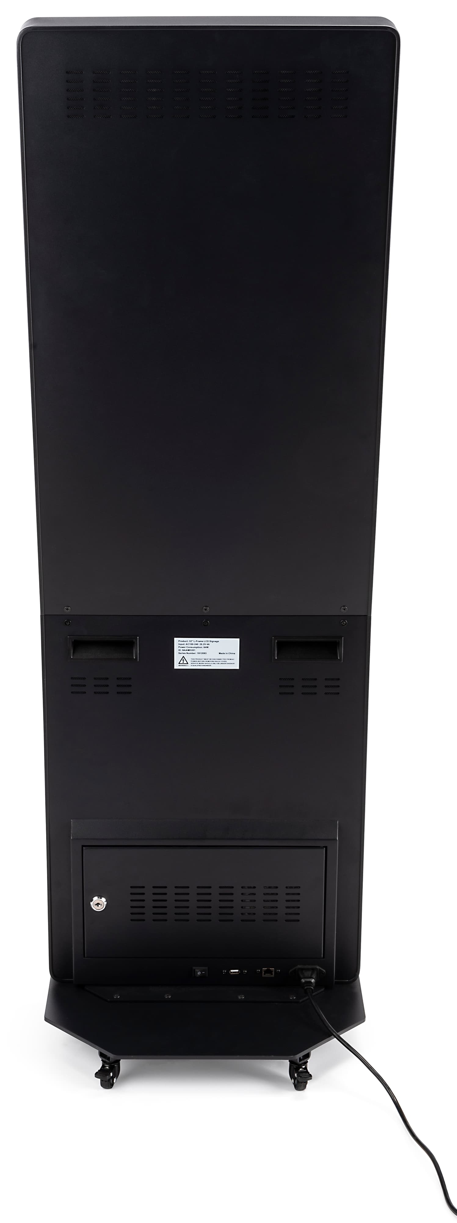 45 inch tall backlit multimedia kiosk with signage includes connectivity ports 