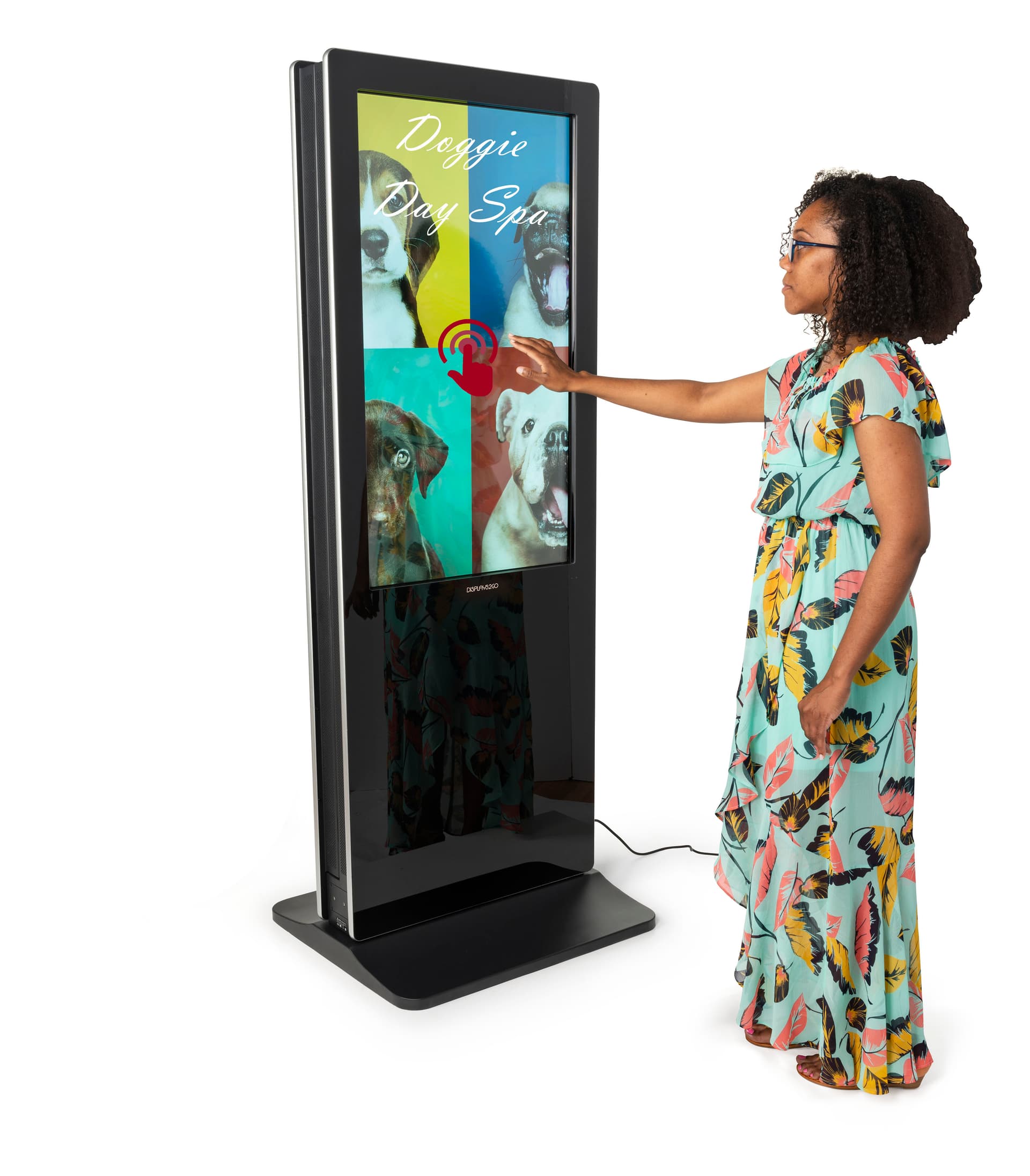2-Sided touch screen digital poster kiosk each screen works independently functioning screens