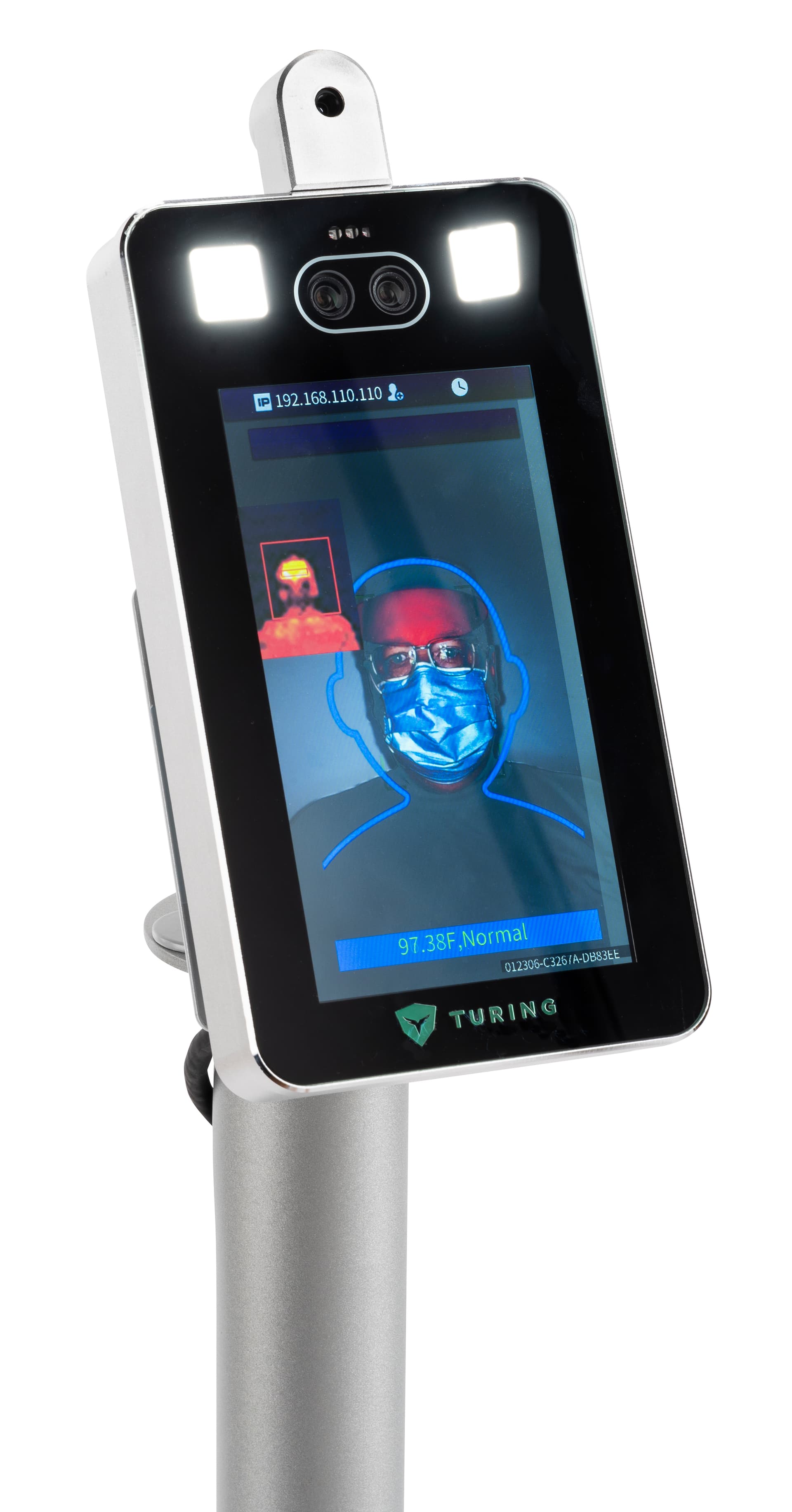 Non-contact body temperature screening kiosk with 7 inch HD LCD screen