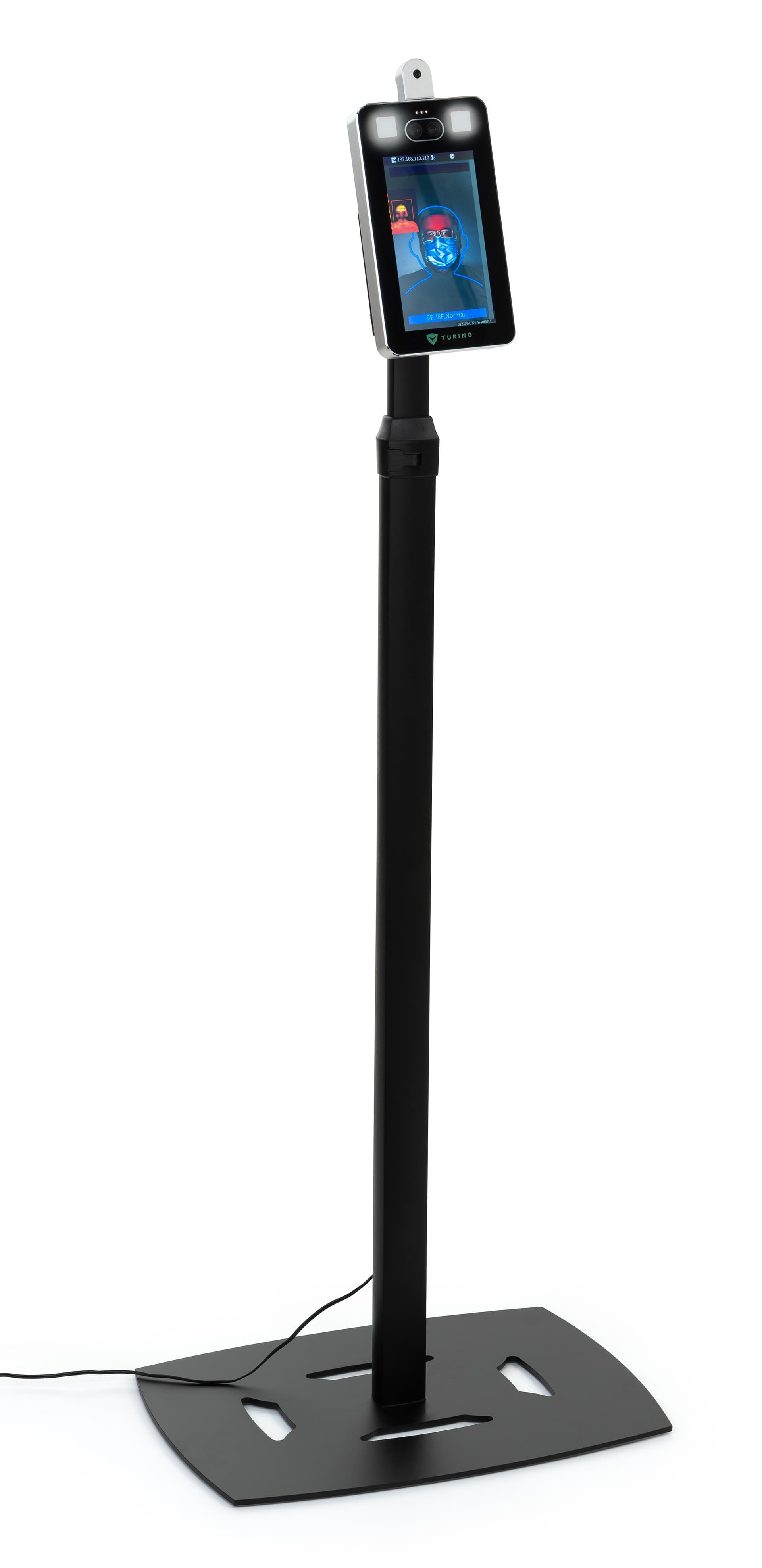 Adjustable height temperature kiosk with 0.1 second response time