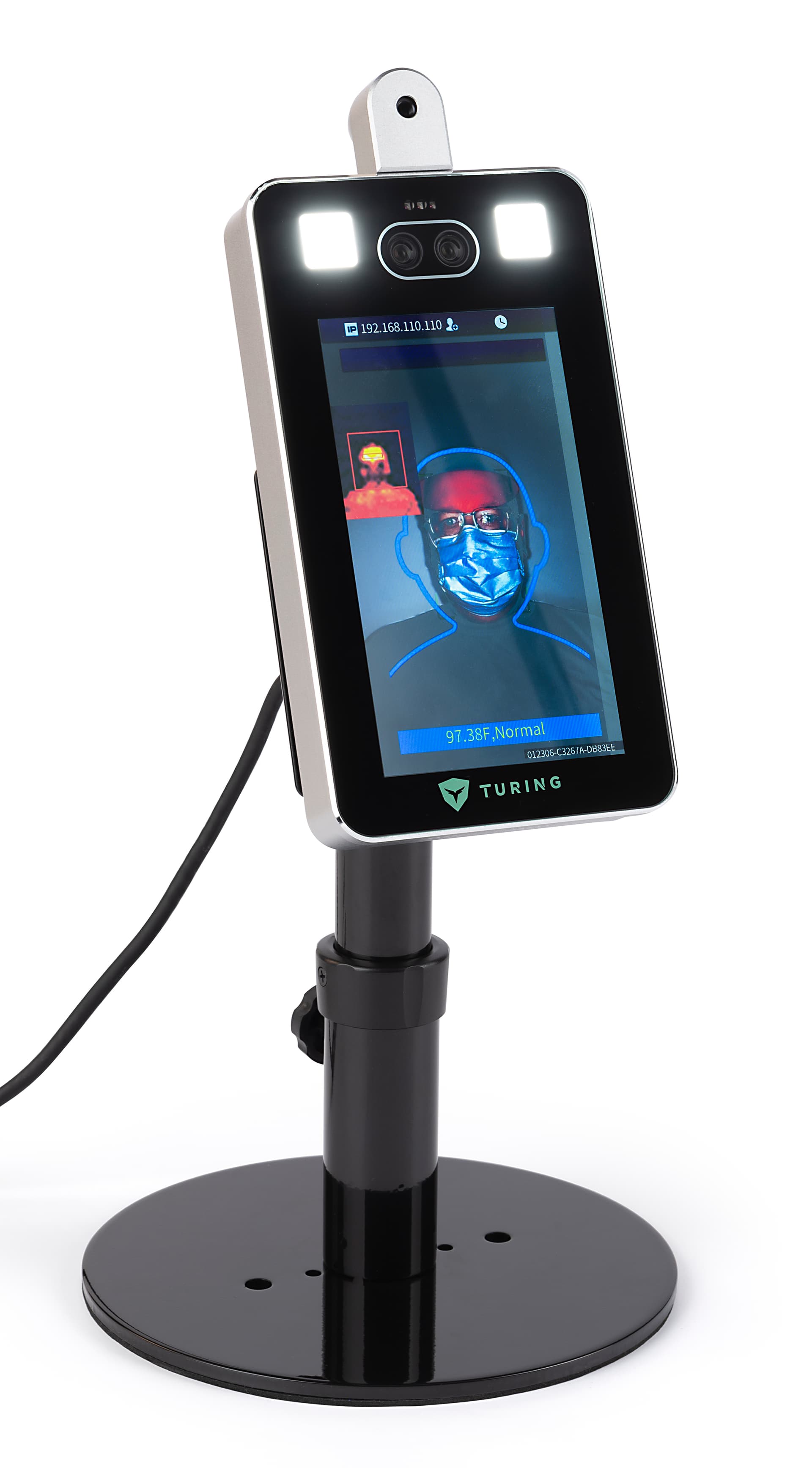 Adjustable countertop temperature screening device with 7 inch LCD screen
