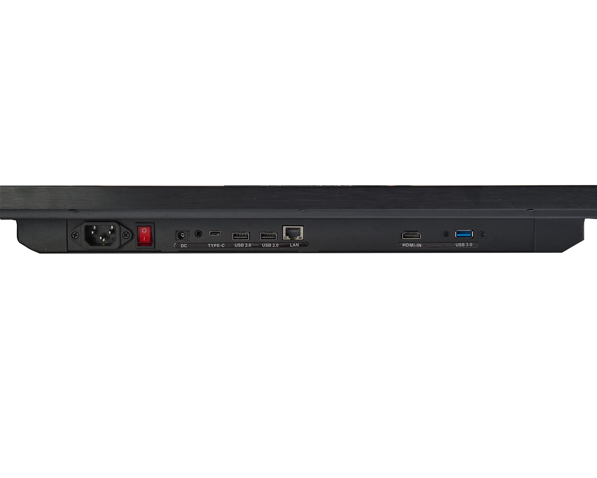 Digital signage monitor showcasing the ports located on the back of the unit