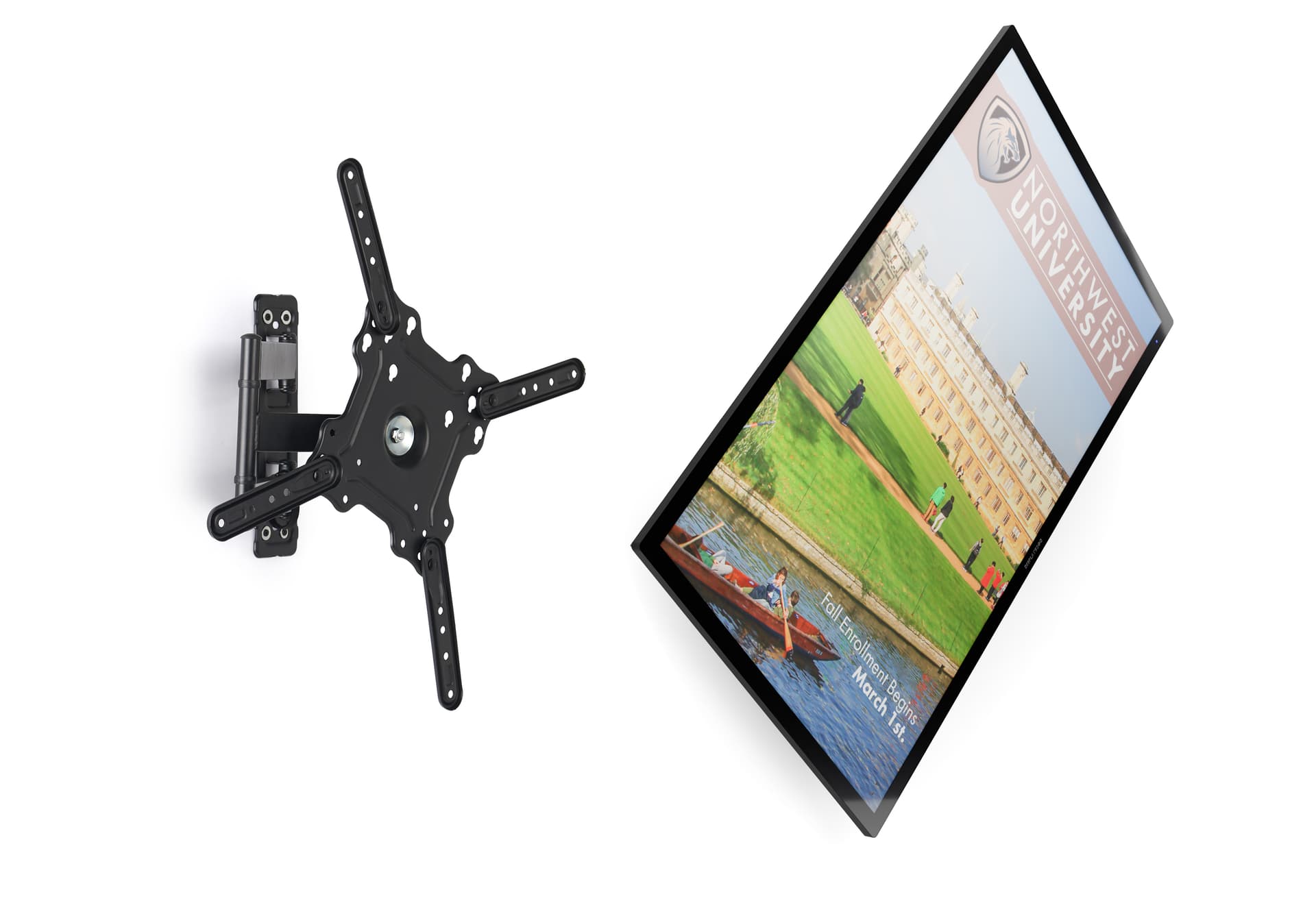 Digital signage monitor with auto detecting gyroscope sensor switches content orientation automatically