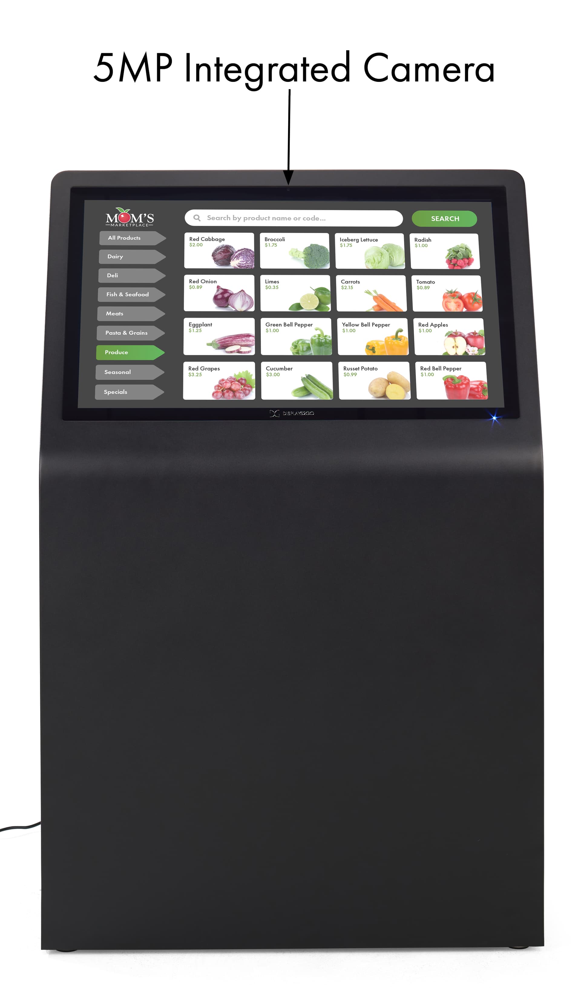 Touch screen kiosk with camera with a sharp 1080p display resolution