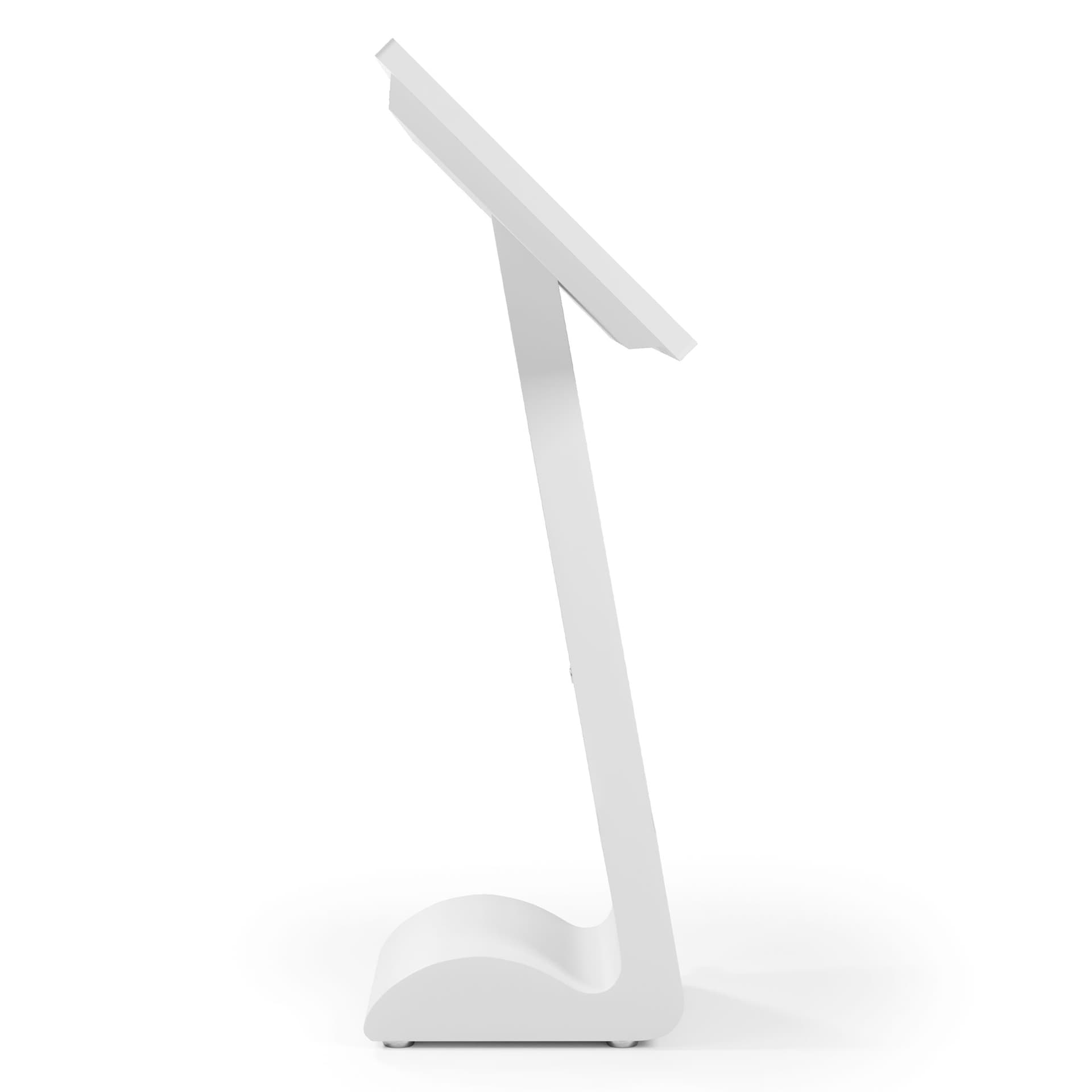 Horizontal touch screen display floor stand offers clean and simple modern design