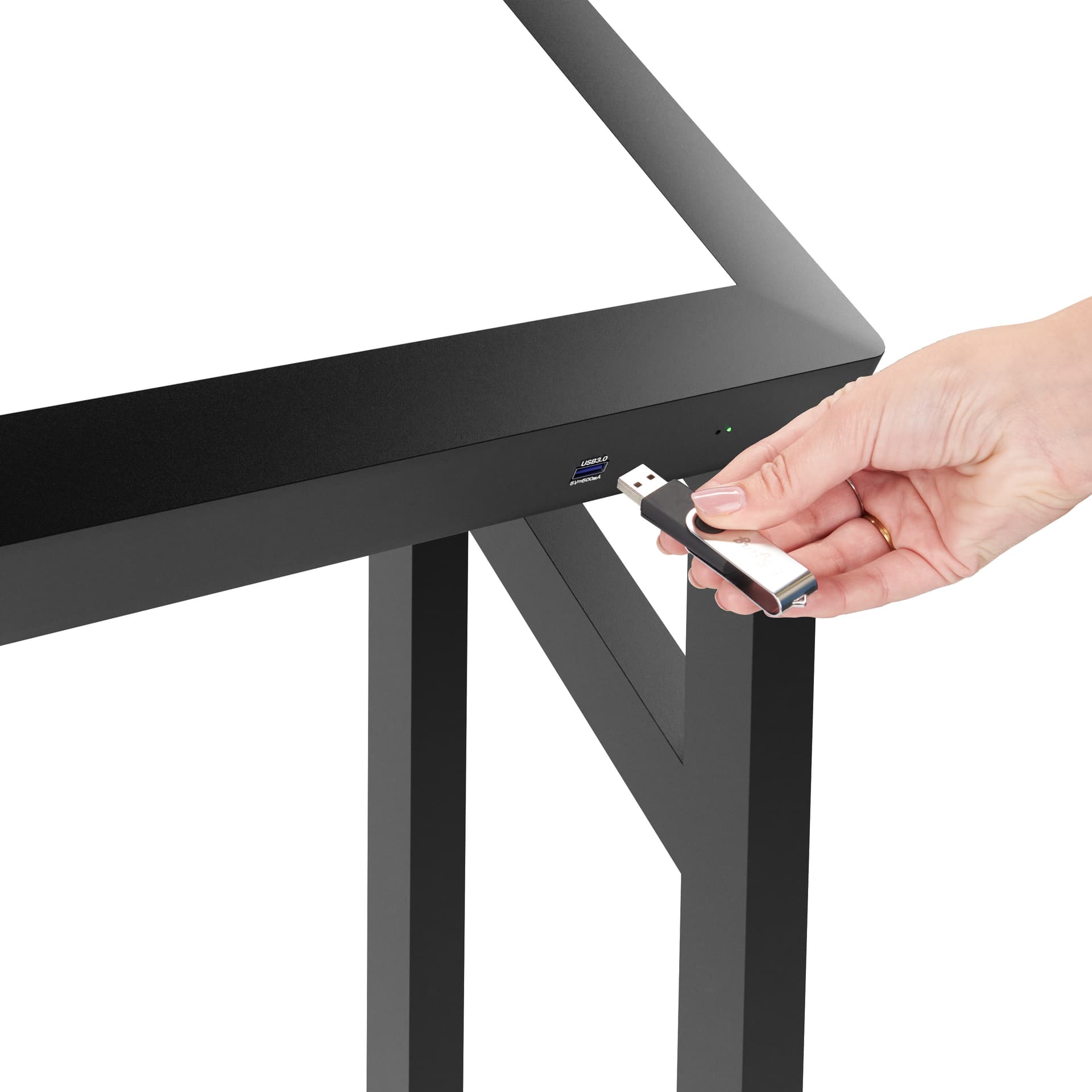 Accessible Touch Screen Table includes an easily accessible USB port