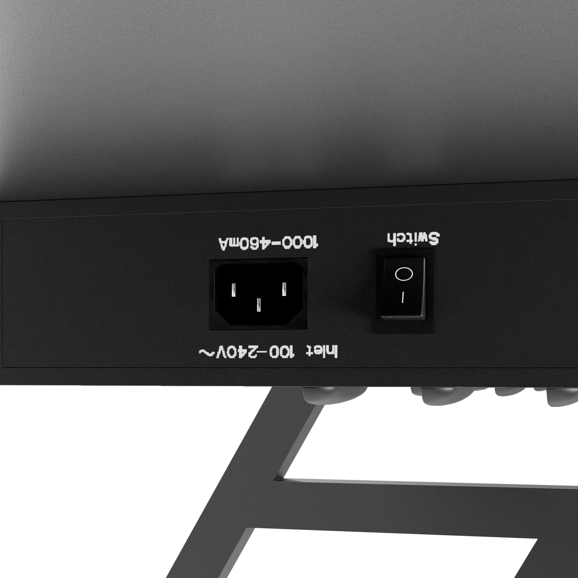 Accessible Touch Screen Table power switch and power cord input