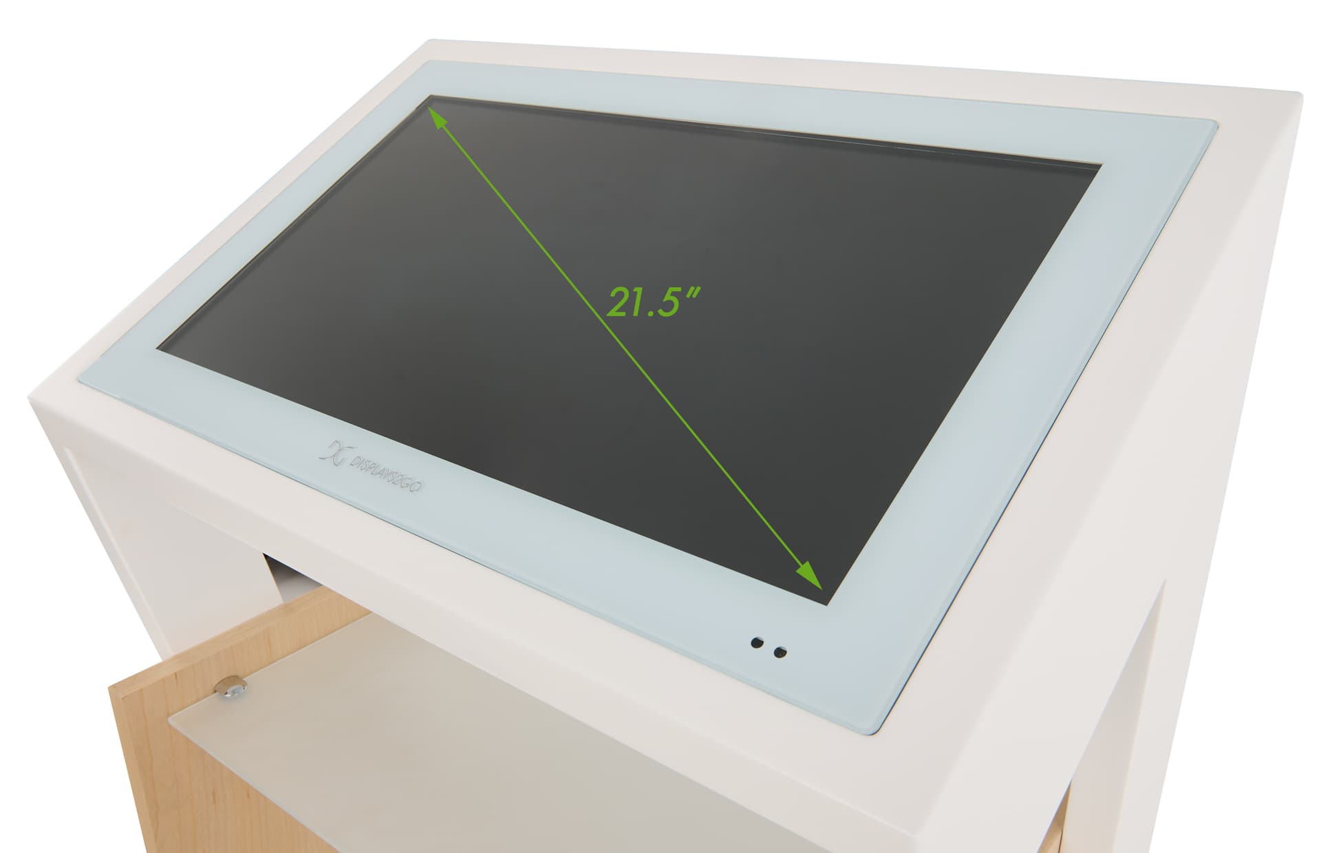 Digital kiosk display with height of 52.5 inches and width of 20.9 inches