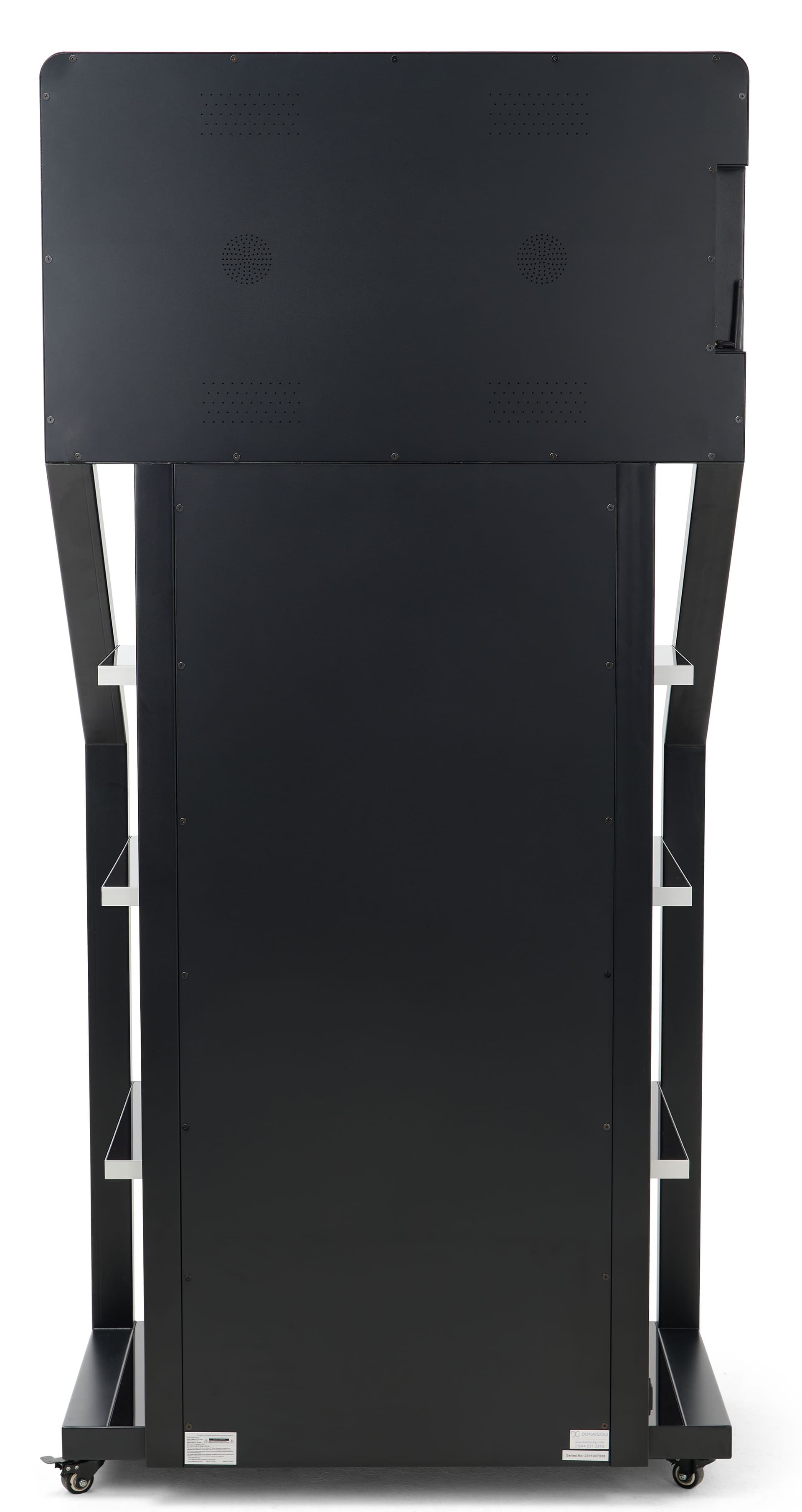 Product display shelves showing rear built in speakers