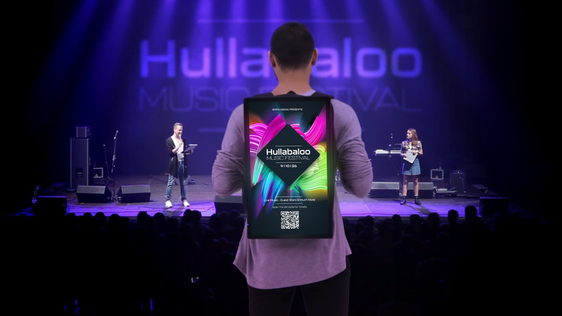 Digital backpack billboard with adjustable straps