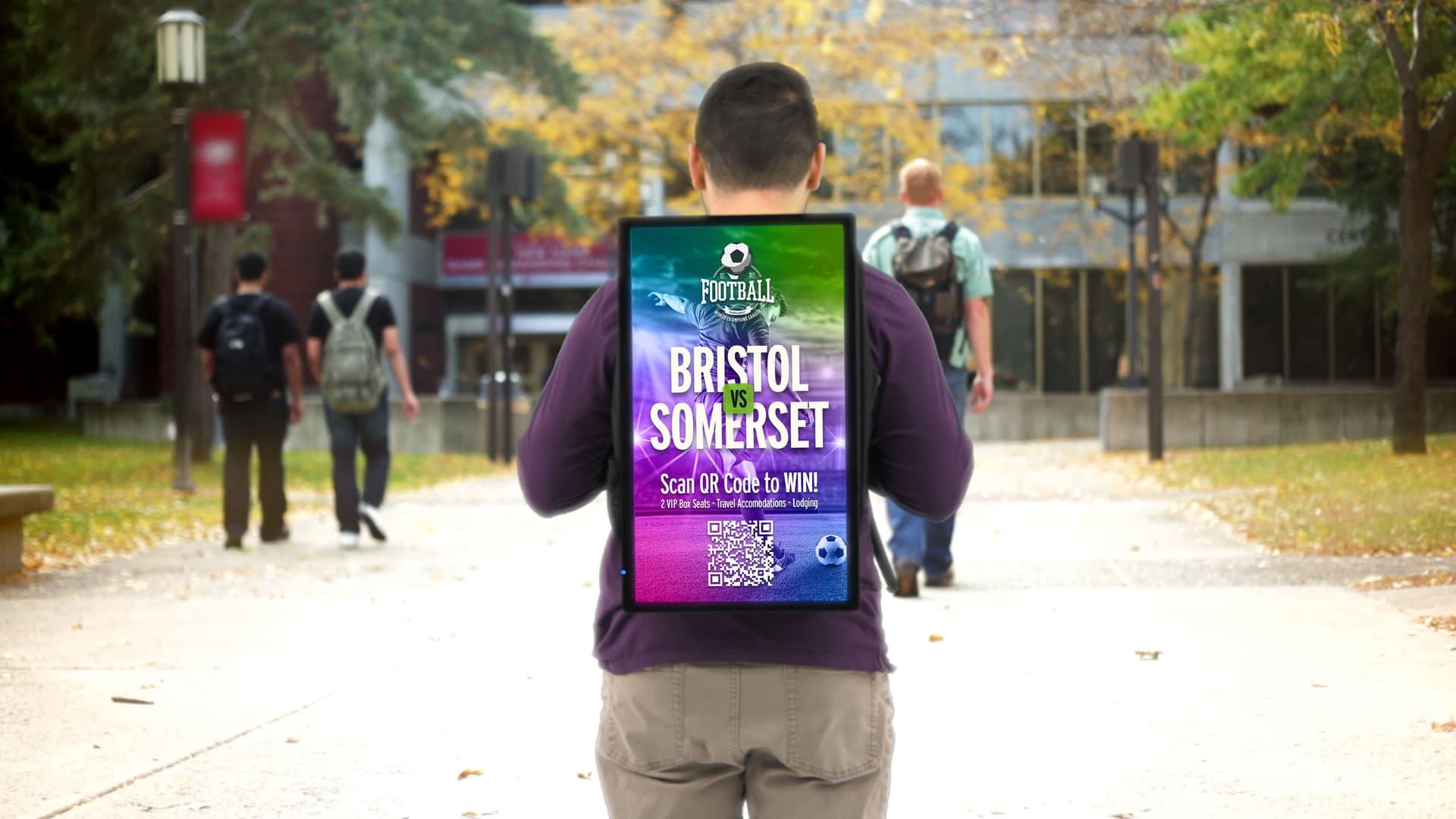Digital backpack billboard with tempered glass screen