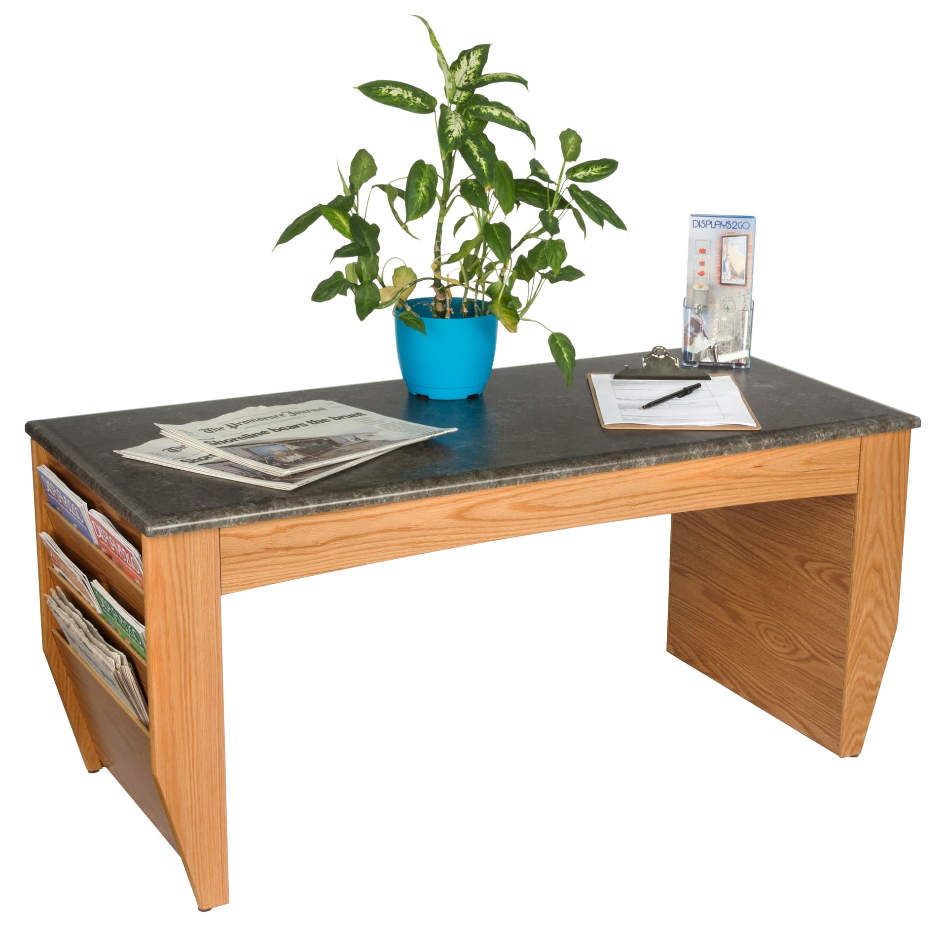 Medium Oak Magazine Coffee Table with 18" Pocket Width