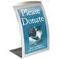 11" x 17" Countertop Sign Holder, Magnetic Lens, Curved Frame - Silver