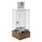 Donation Box with Prize Drop Board & Lock, Floorstanding w/ Walnut Wood Base - Clear