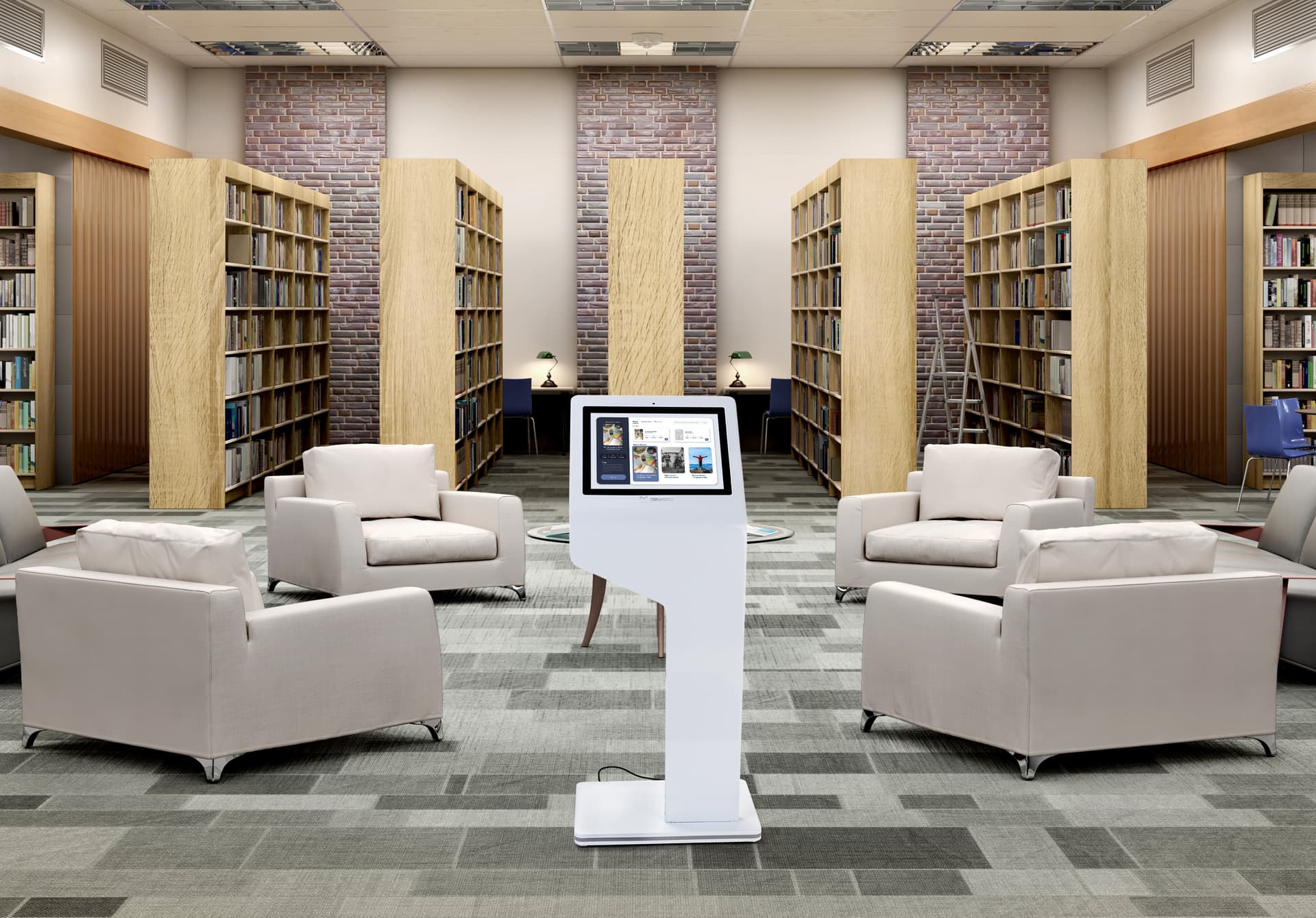 Touch screen interactive kiosk with camera supports image and audio files 