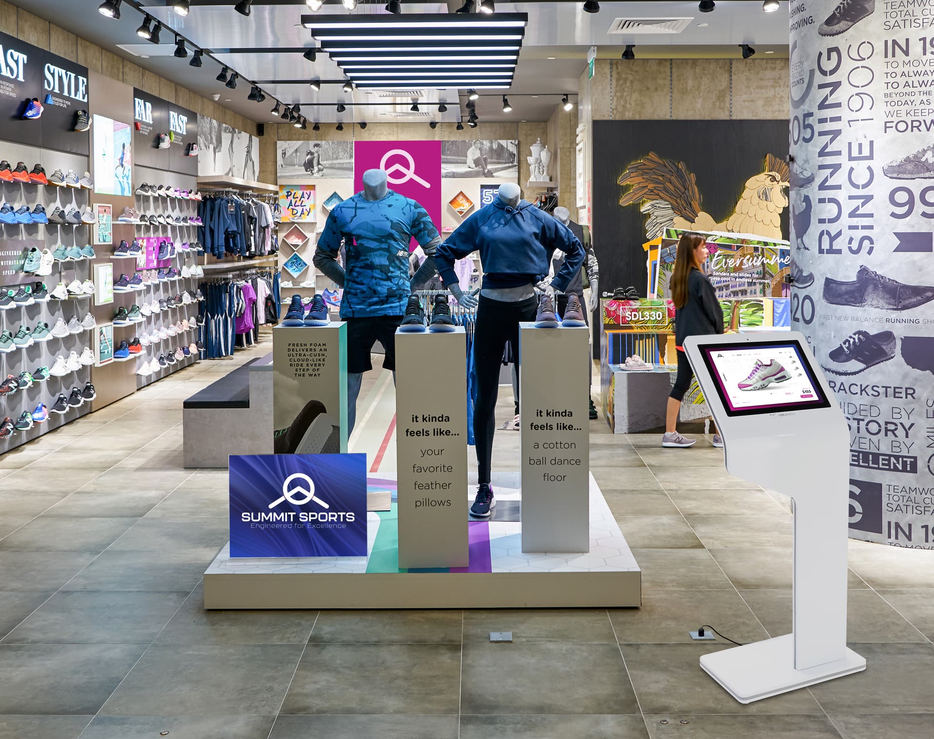 Touch screen interactive kiosk with camera and sleek design