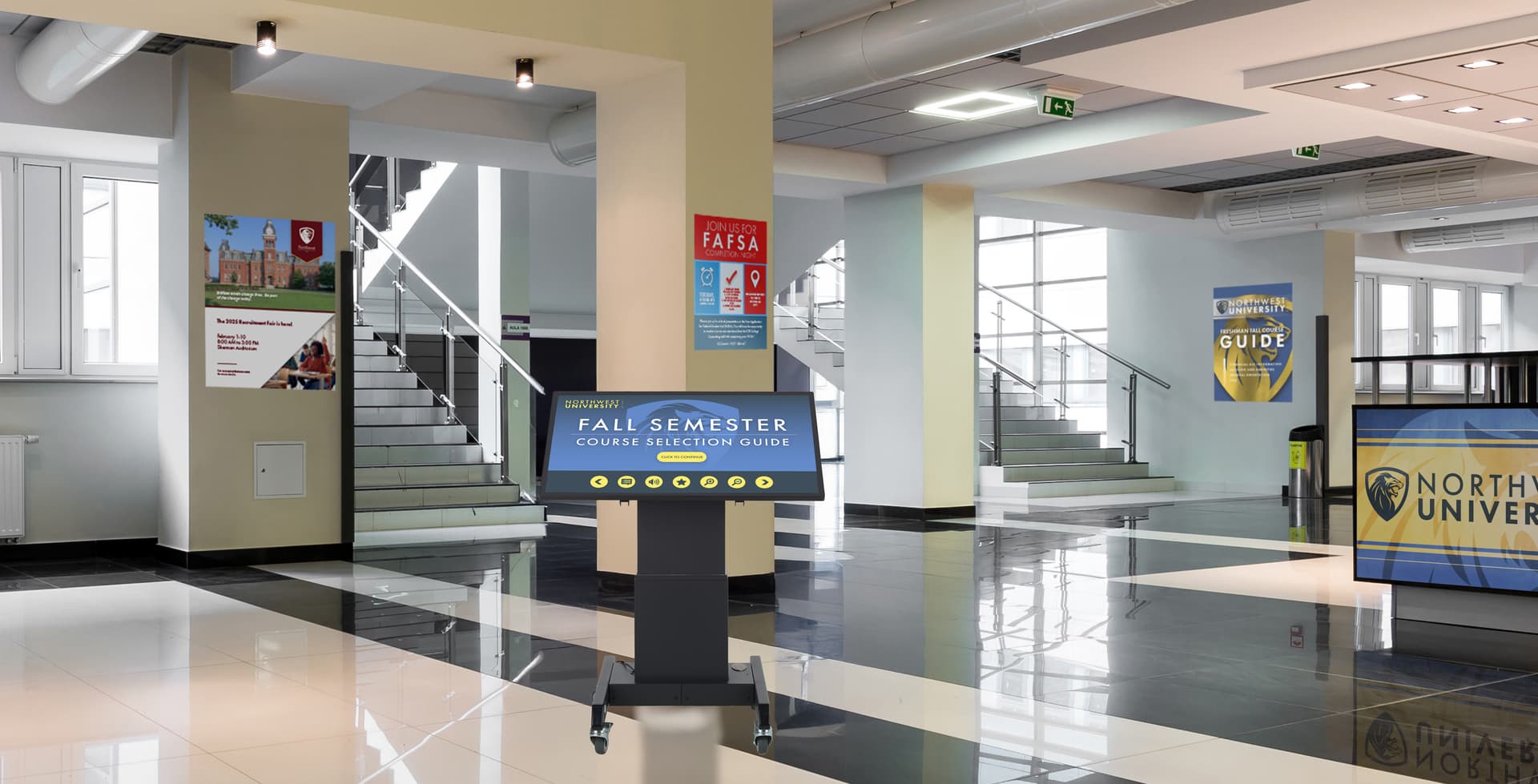 Touch screen digital signage with motorized lift and android 11 OS