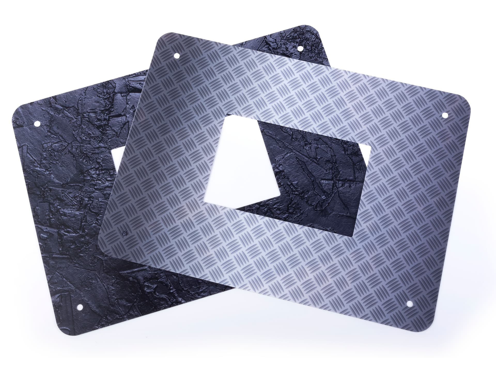 Small digital display stand includes two stylish graphic face plates