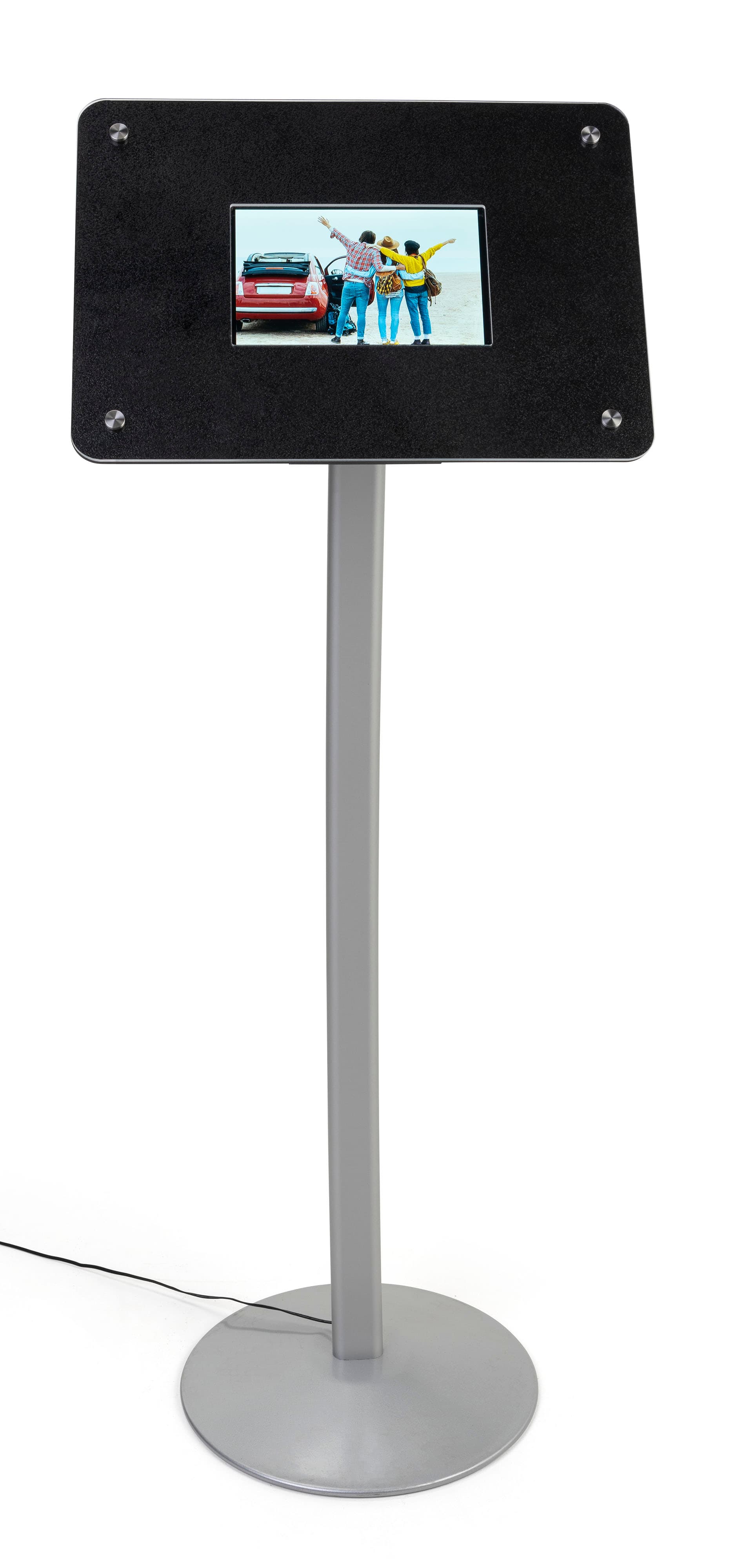Small digital floor sign supports JPEG and MP3 files