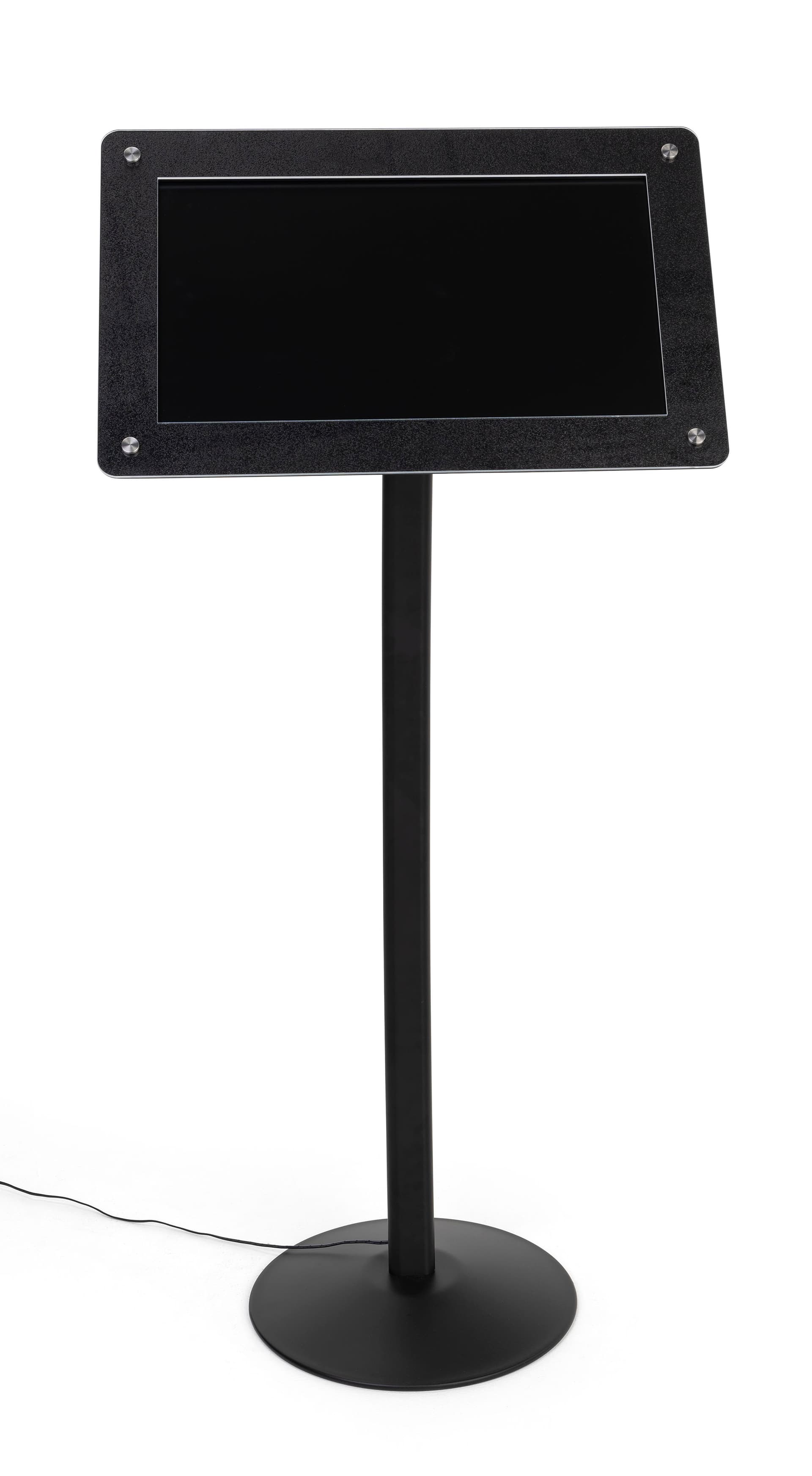 Digital floor sign pedestal with built in speaker