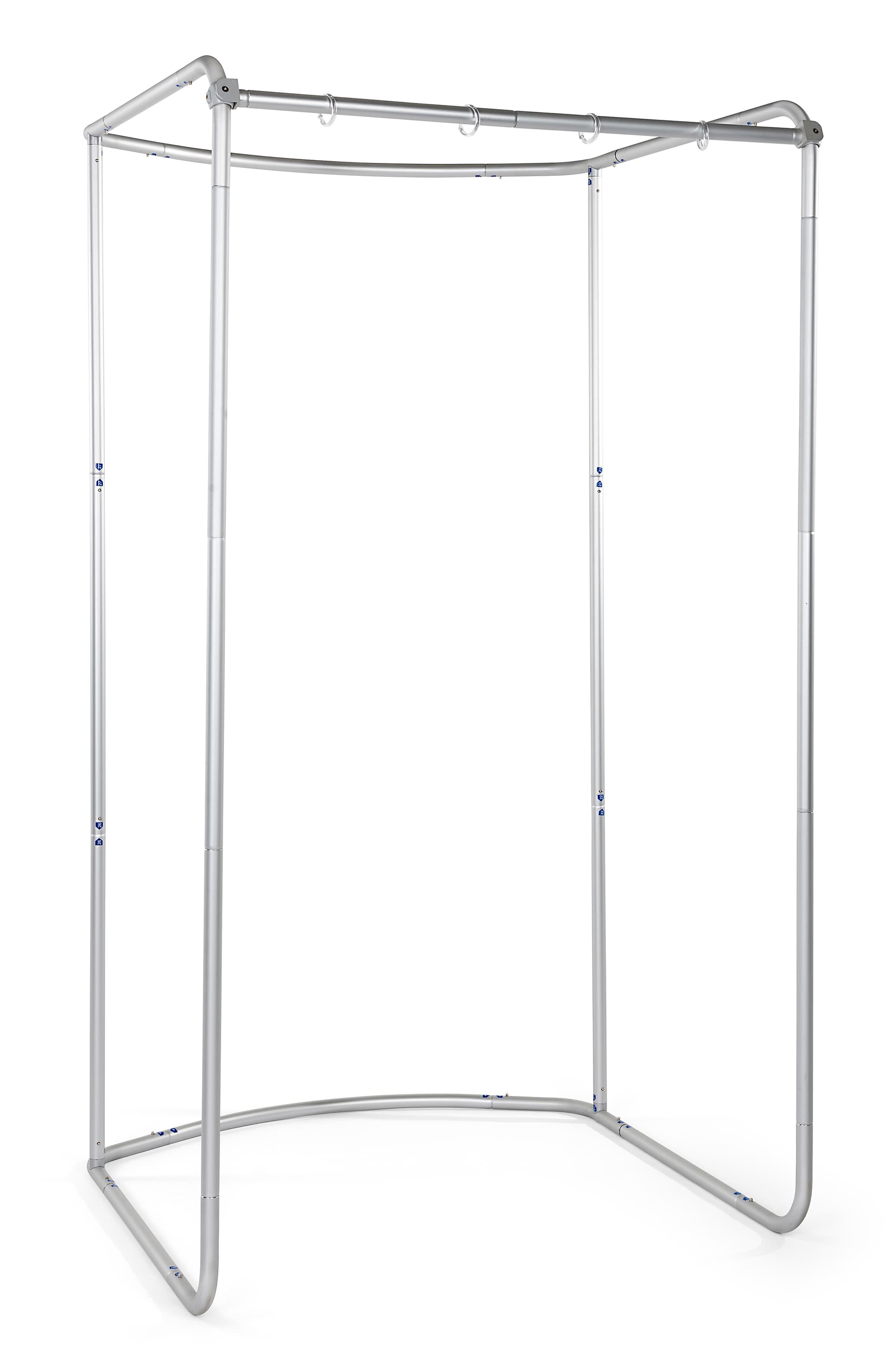 Custom graphic changing room booth with number labeled components