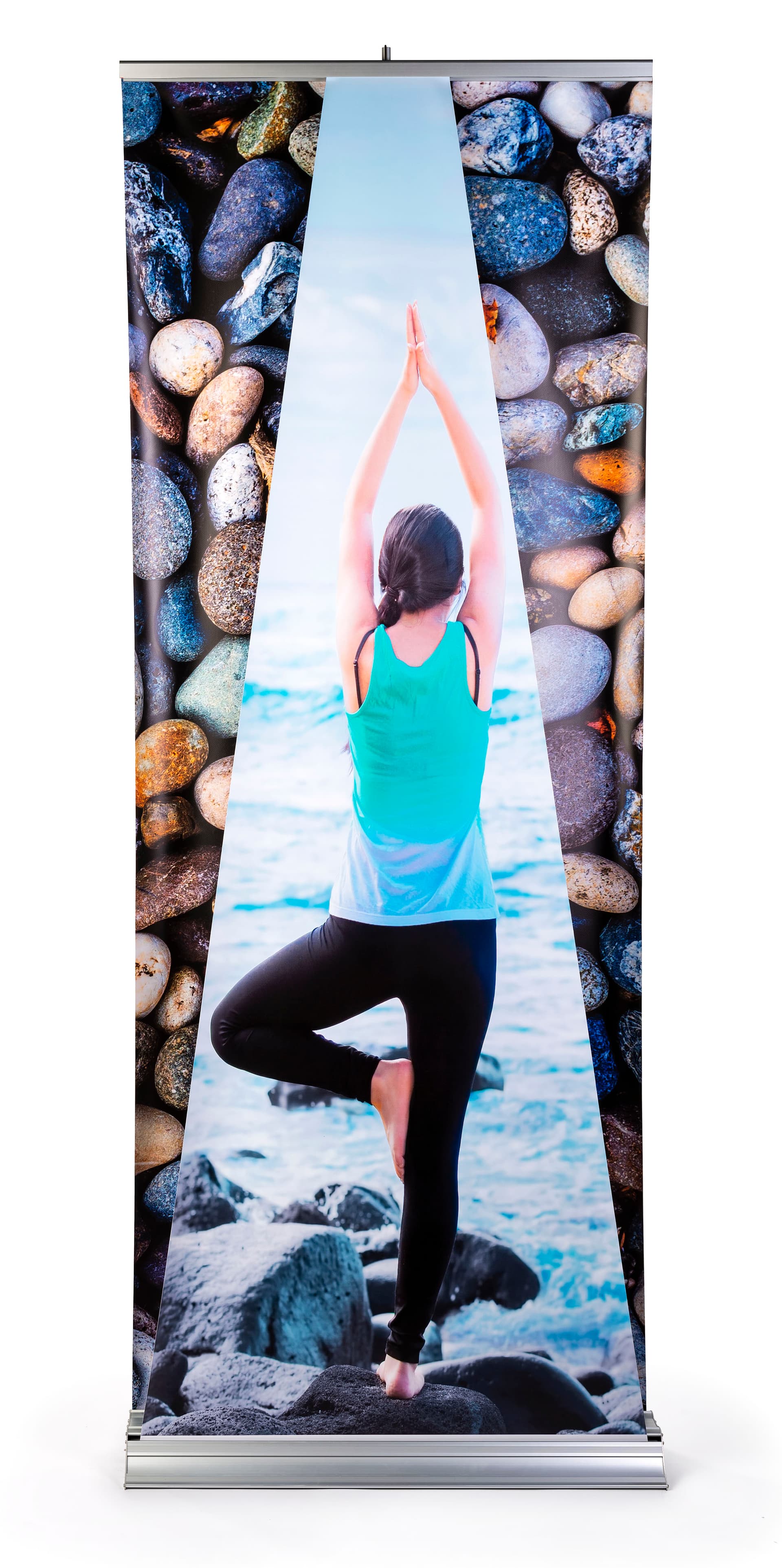 Dual layer 3D roller banner display with full color custom graphics