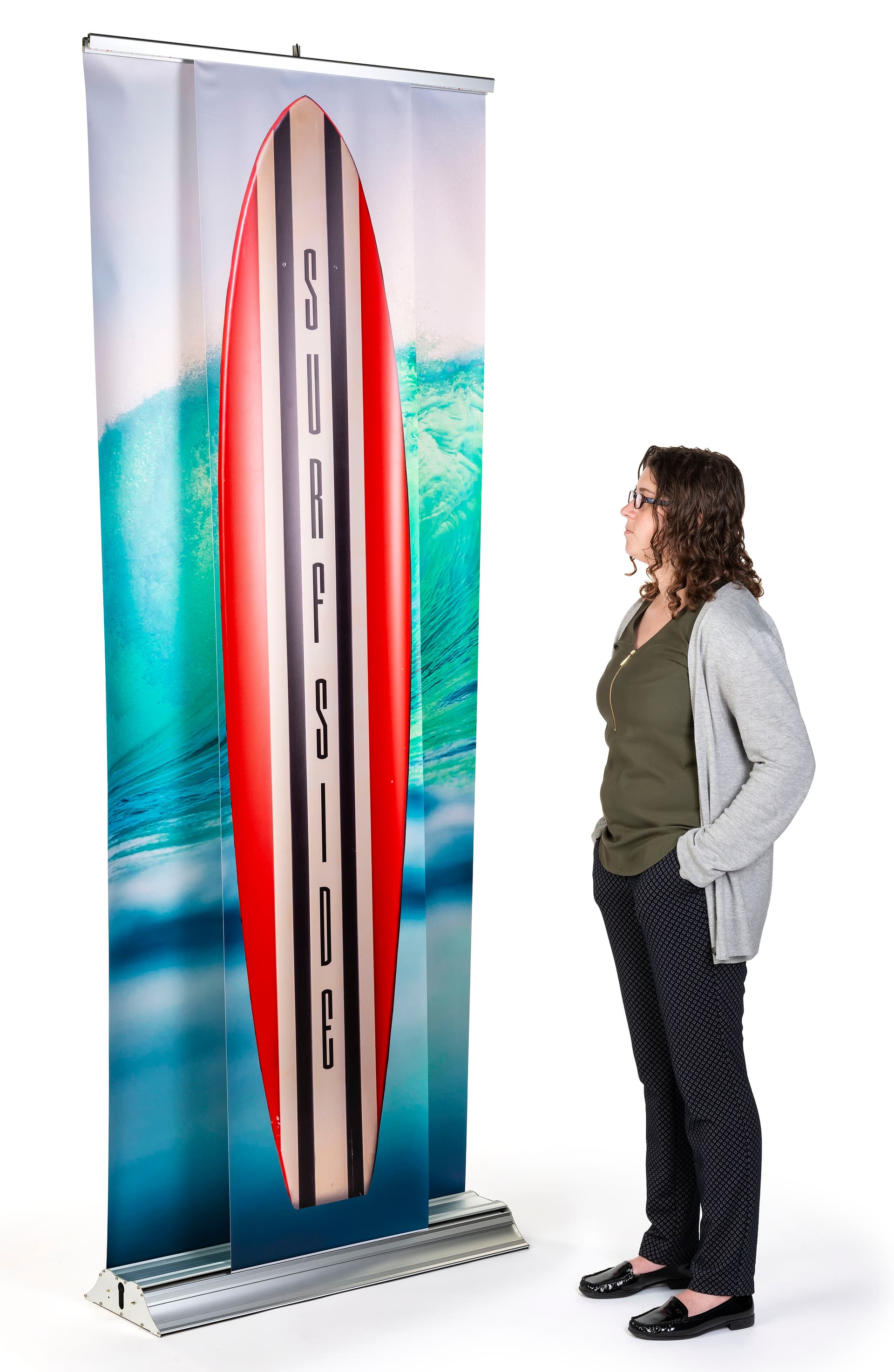 3D effect dual layer pull up banner stand have stunning custom graphics