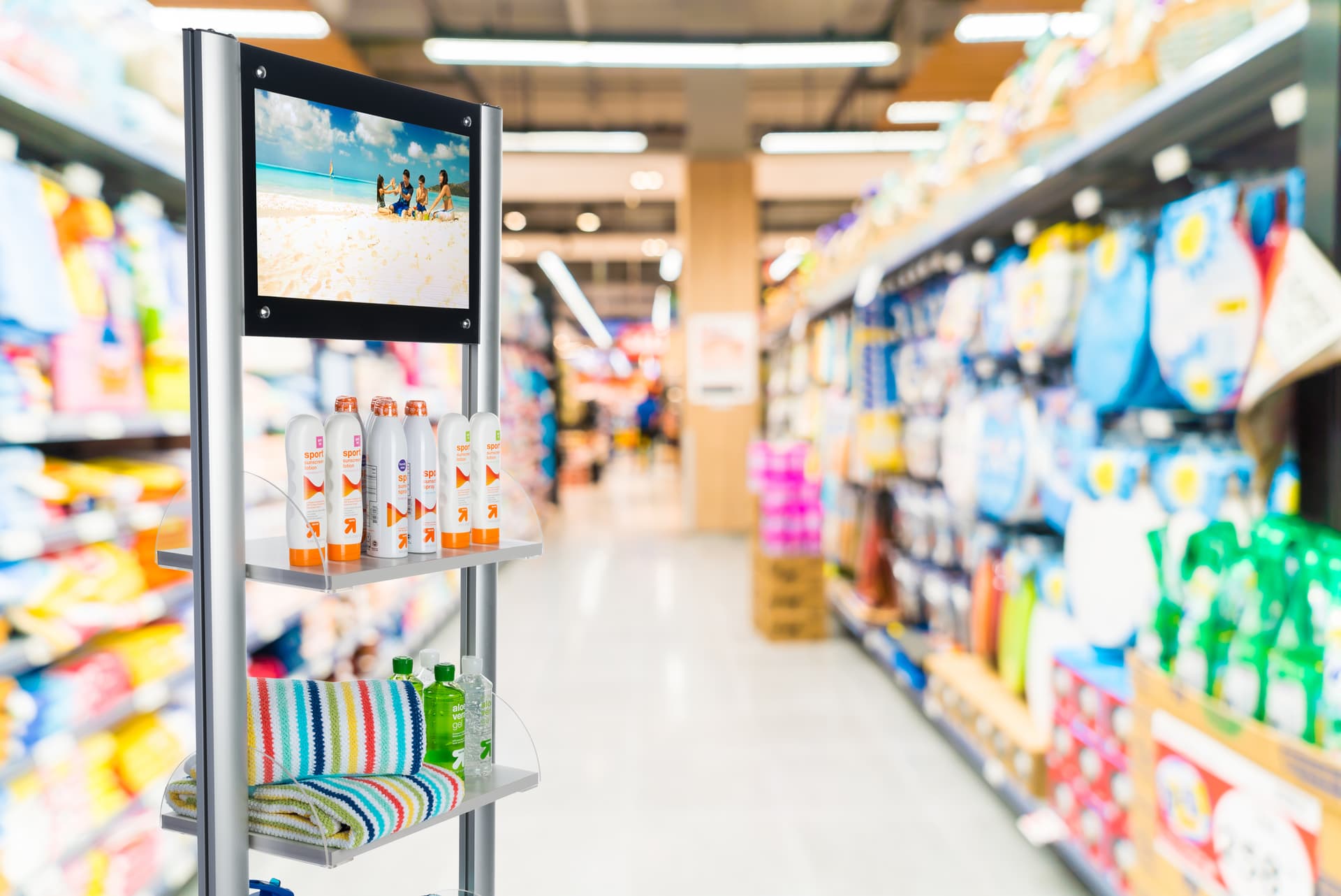 Merchandising Shelves with Digital Sign with USB Port