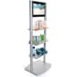 73.25”h Tiered Aluminum Display with 3 Adjustable Shelves, 21.5” LCD Screen - Silver