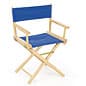 Wooden Director's Chair, Folding, 18" High Canvas Seat - Blue