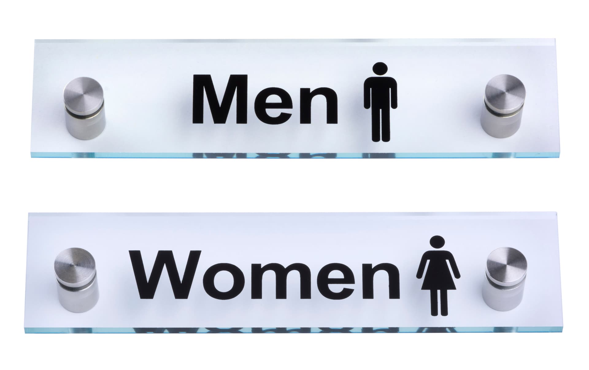 “Men” /”Women” Restroom Signs, Clear