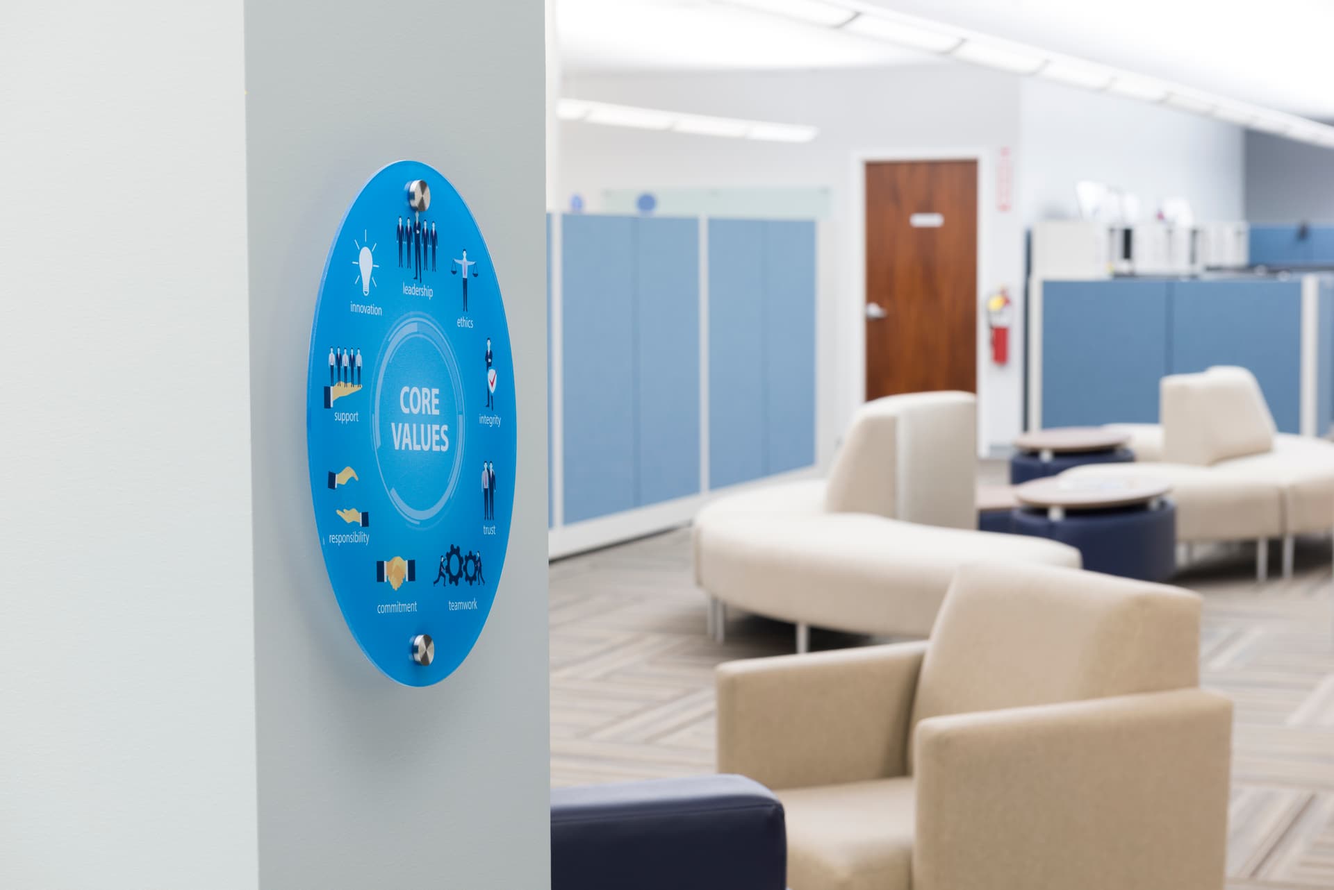 Modern Custom Oval Wall Sign with Standoffs