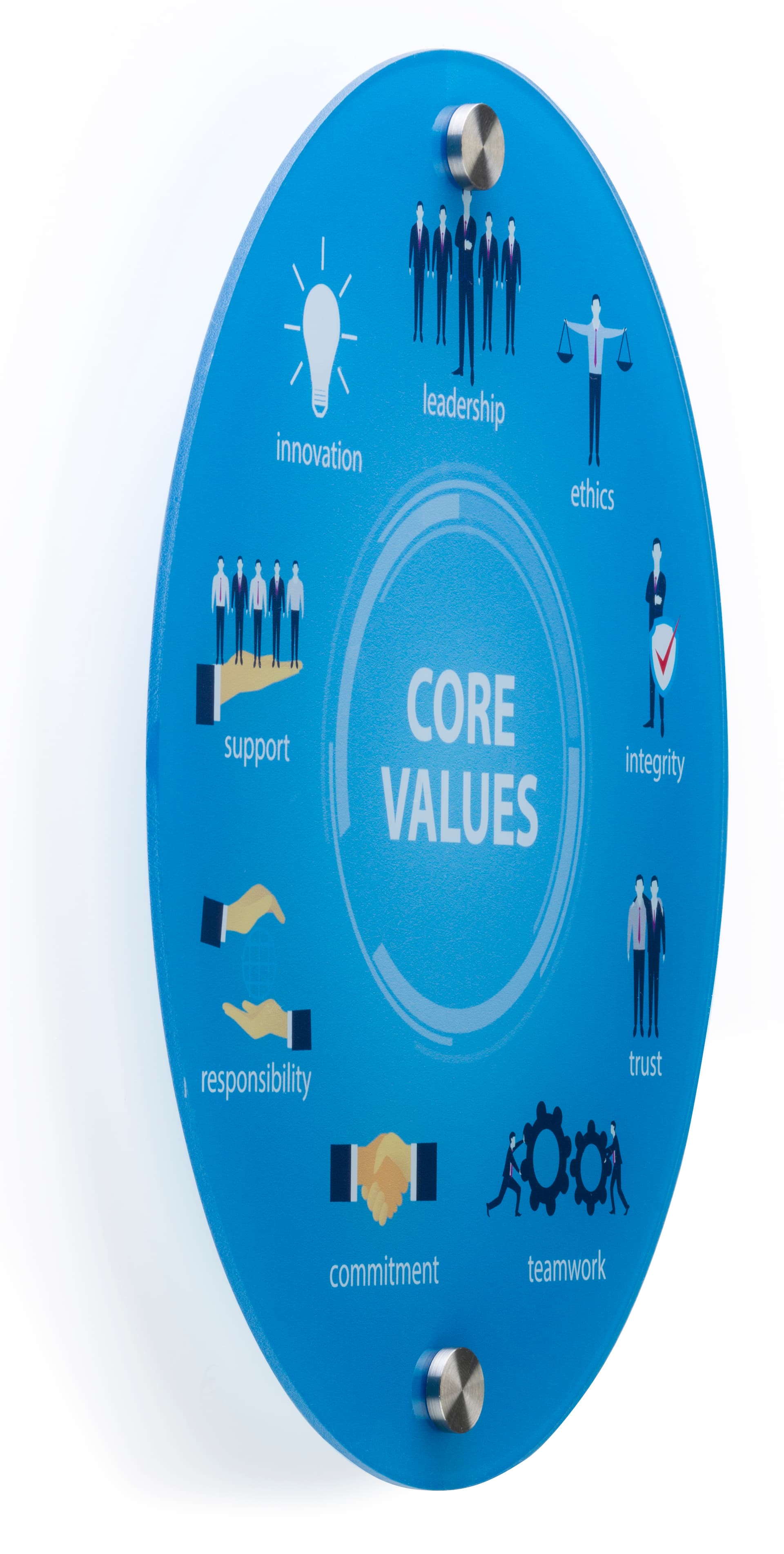 UV Printed Custom Oval Wall Sign with Standoffs