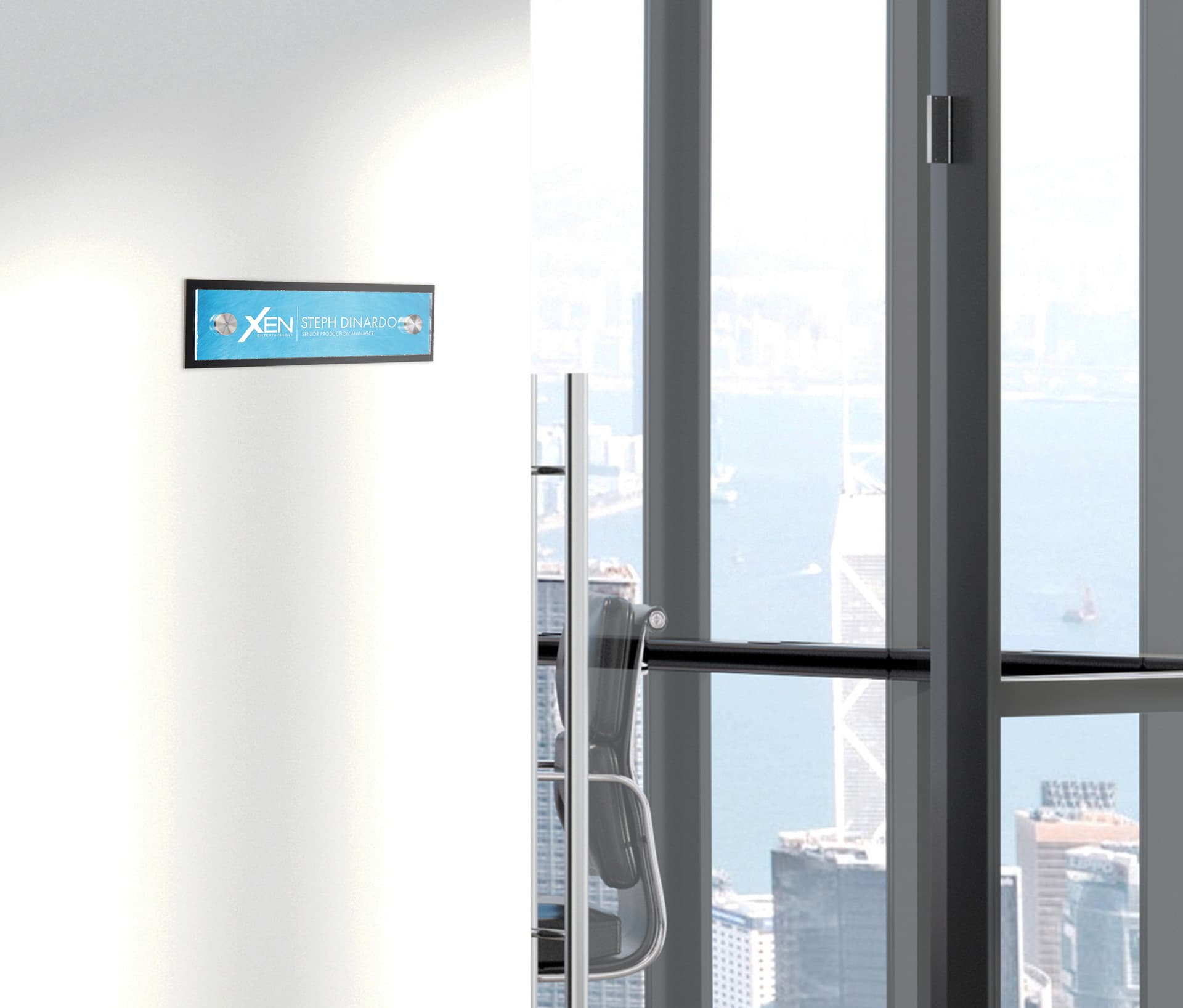 Office Door Name Signs with Stainless Steel Standoffs