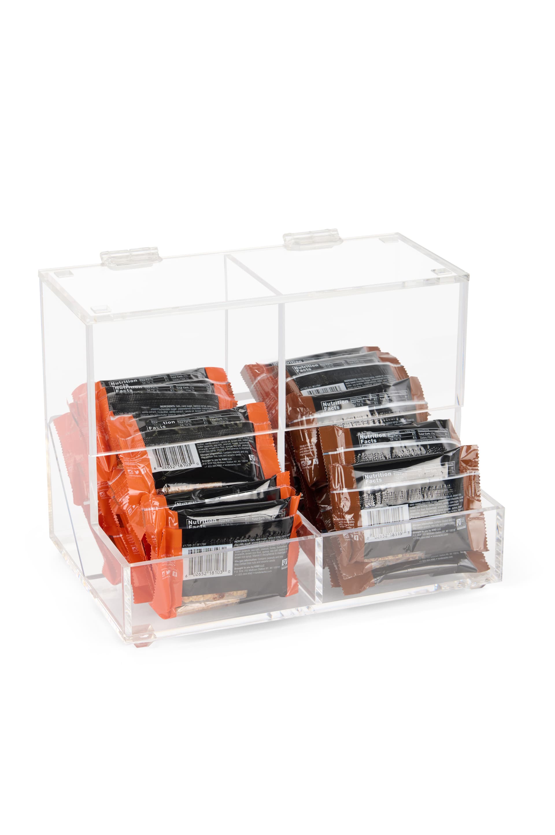 Acrylic candy dispenser with 2 compartments
